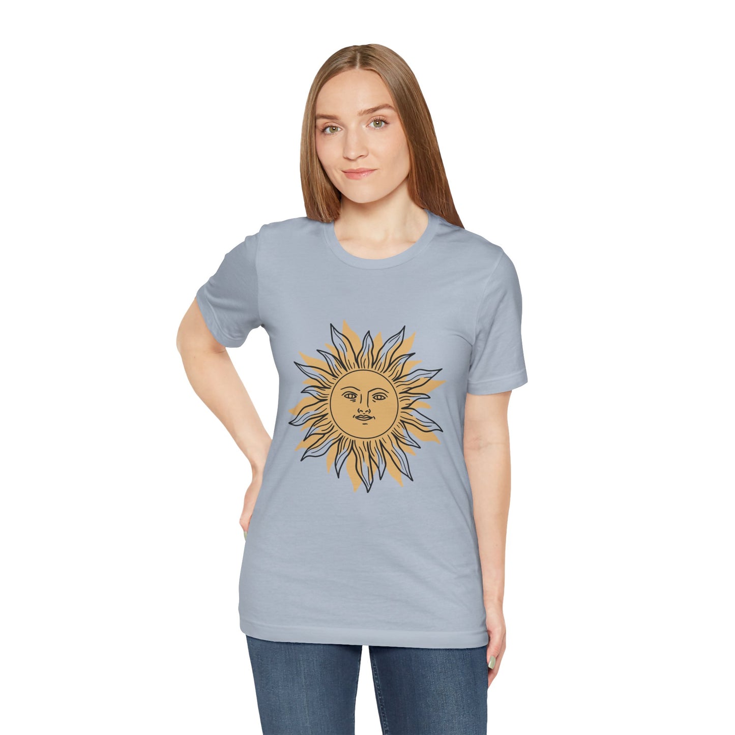 Sun Face T-shirt, Mystical Shirt, Boho T-shirt, Solar T-shirt, Moon and Stars T-Shirt, Bohemian T-shirt, Astrologic Shirt, Gift for Her