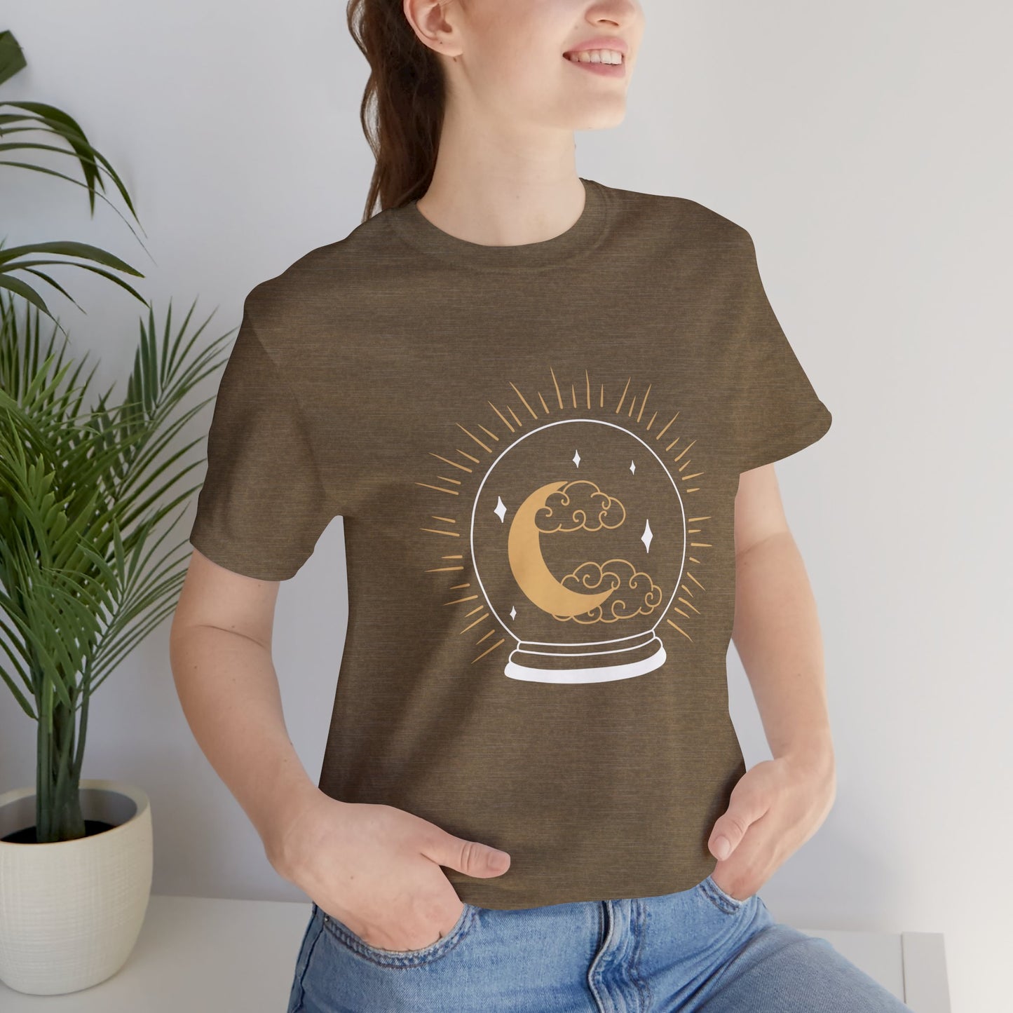 Celestial Crystal Ball T-shirt, Boho T-shirt, Inspirational T-shirt, Bohemian T-shirt, Moon and Stars T-Shirt, Gift Travel Shirt