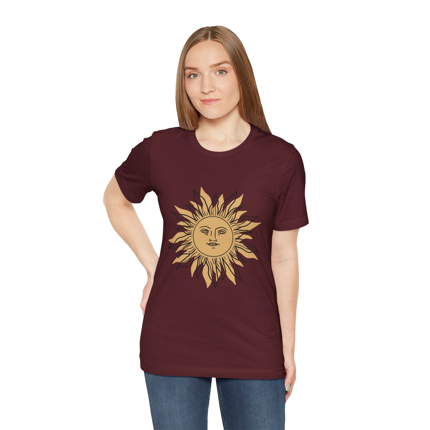 Sun Face T-shirt, Mystical Shirt, Boho T-shirt, Solar T-shirt, Moon and Stars T-Shirt, Bohemian T-shirt, Astrologic Shirt, Gift for Her