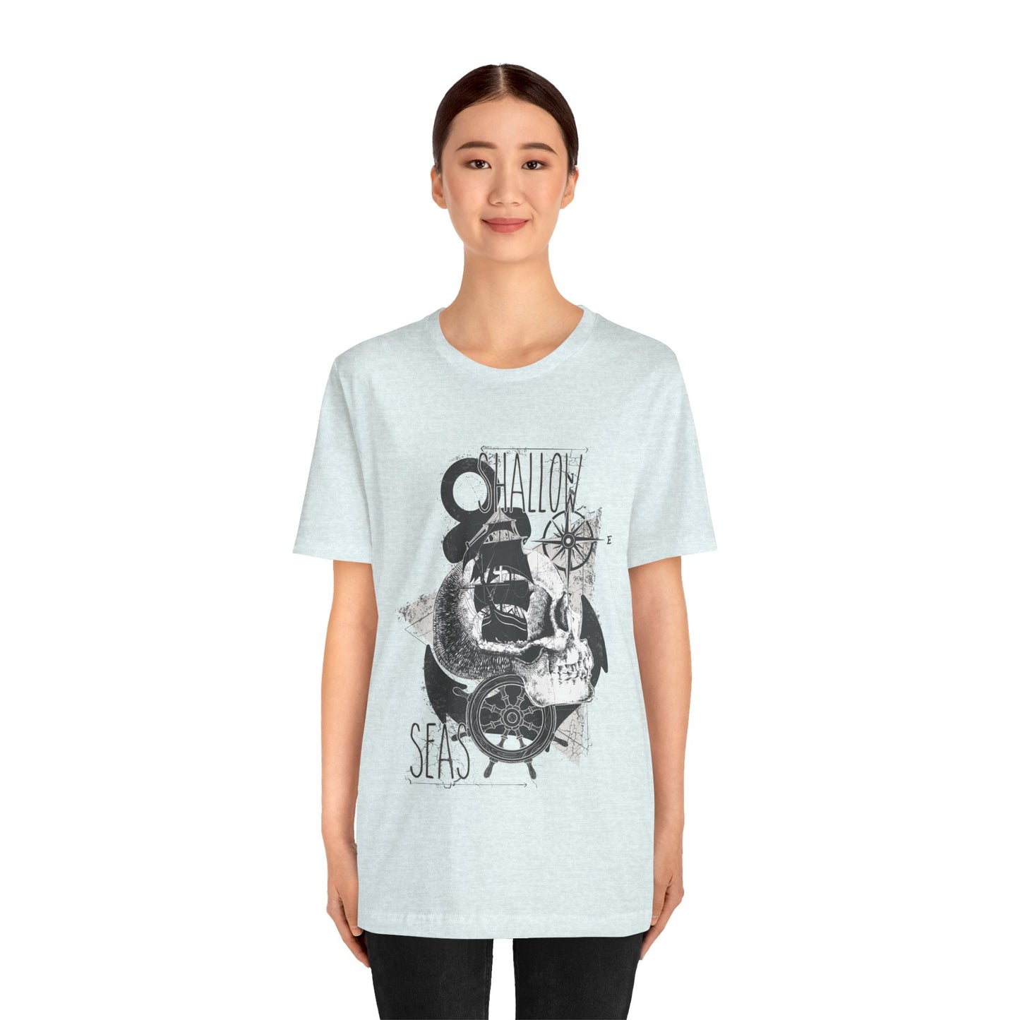 Shallow Seas T-shirt, Sea T-shirt, Nautical Shirt, Skull Shirt, T-shirt with Compass, Sea Shirt, Travel T-Shirt, Outdoors Shirt