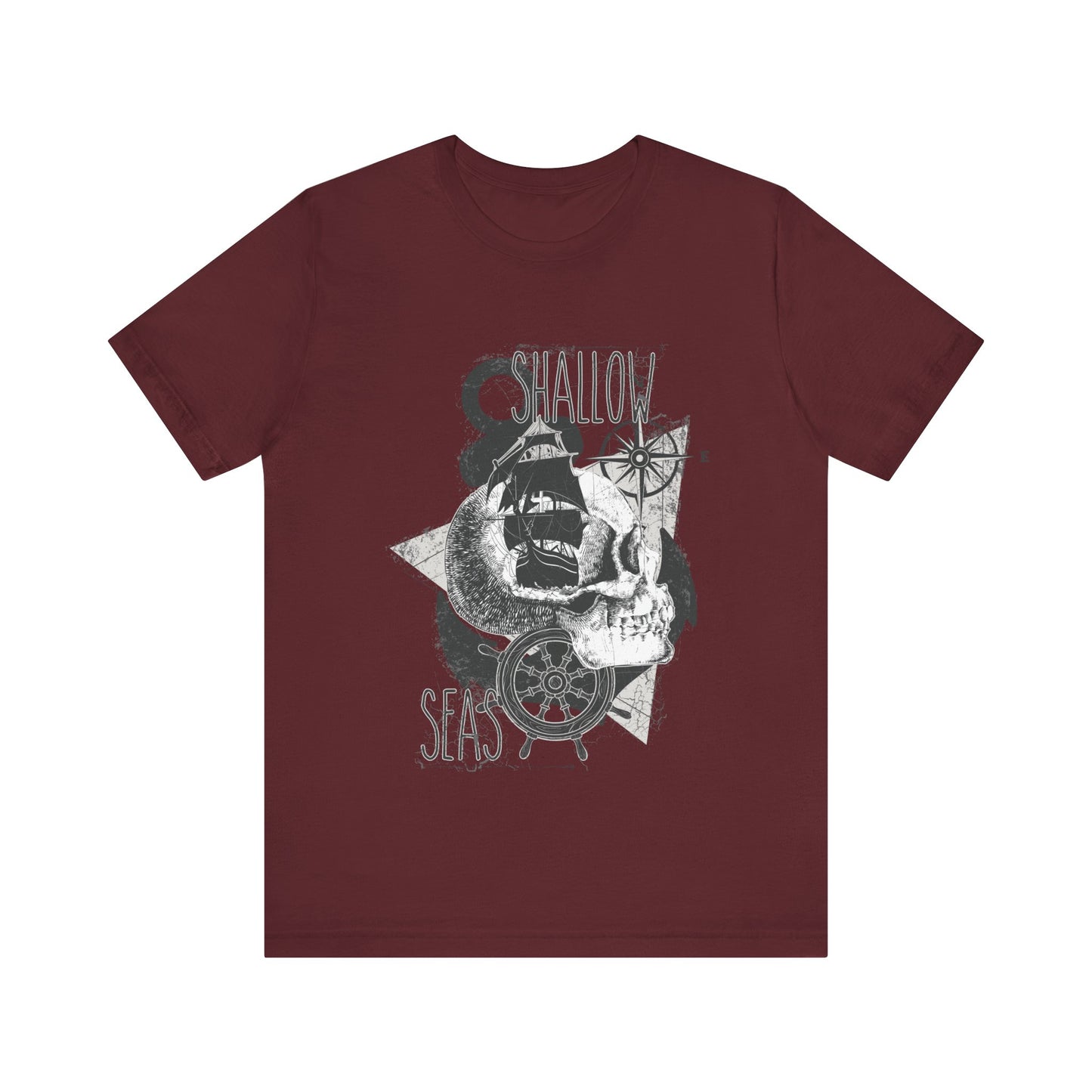 Shallow Seas T-shirt, Sea T-shirt, Nautical Shirt, Skull Shirt, T-shirt with Compass, Sea Shirt, Travel T-Shirt, Outdoors Shirt