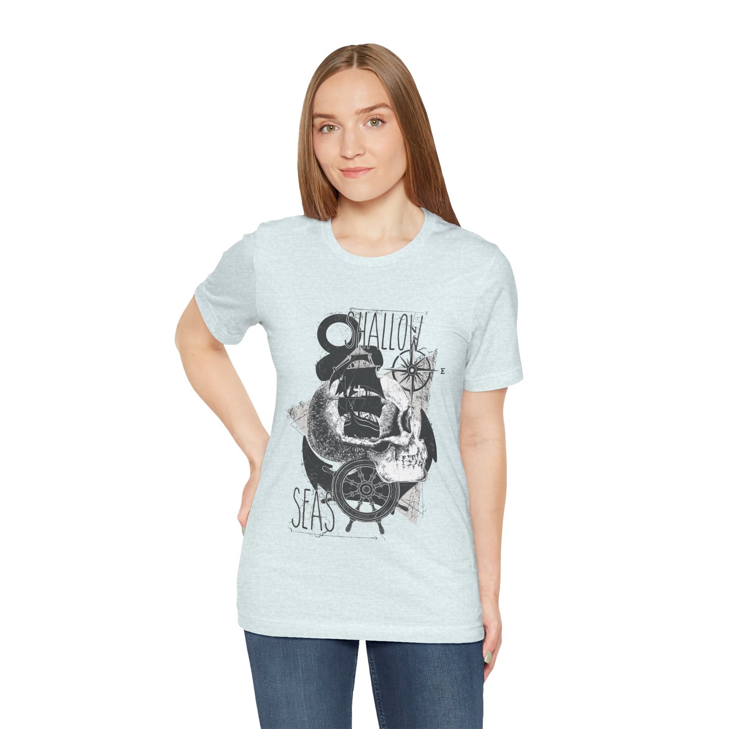 Shallow Seas T-shirt, Sea T-shirt, Nautical Shirt, Skull Shirt, T-shirt with Compass, Sea Shirt, Travel T-Shirt, Outdoors Shirt