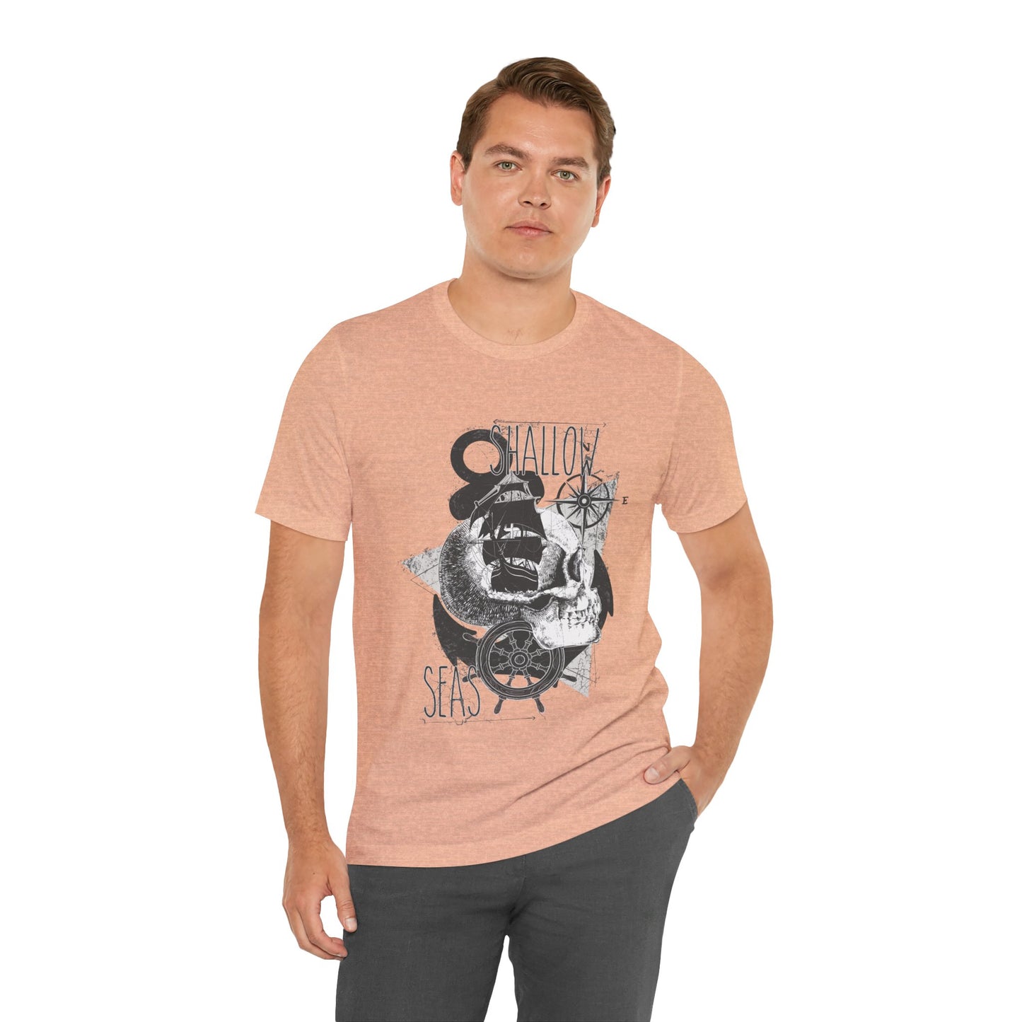 Shallow Seas T-shirt, Sea T-shirt, Nautical Shirt, Skull Shirt, T-shirt with Compass, Sea Shirt, Travel T-Shirt, Outdoors Shirt