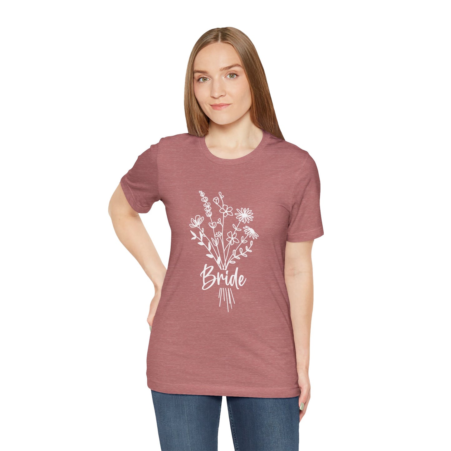 Bride T-shirt, Wedding Shirt, Wildflower Bouquet Floral Shirt, Bride Tee, Bachelorette Shirt, Gift Shirt for Bride, Bridal Shower Shirt
