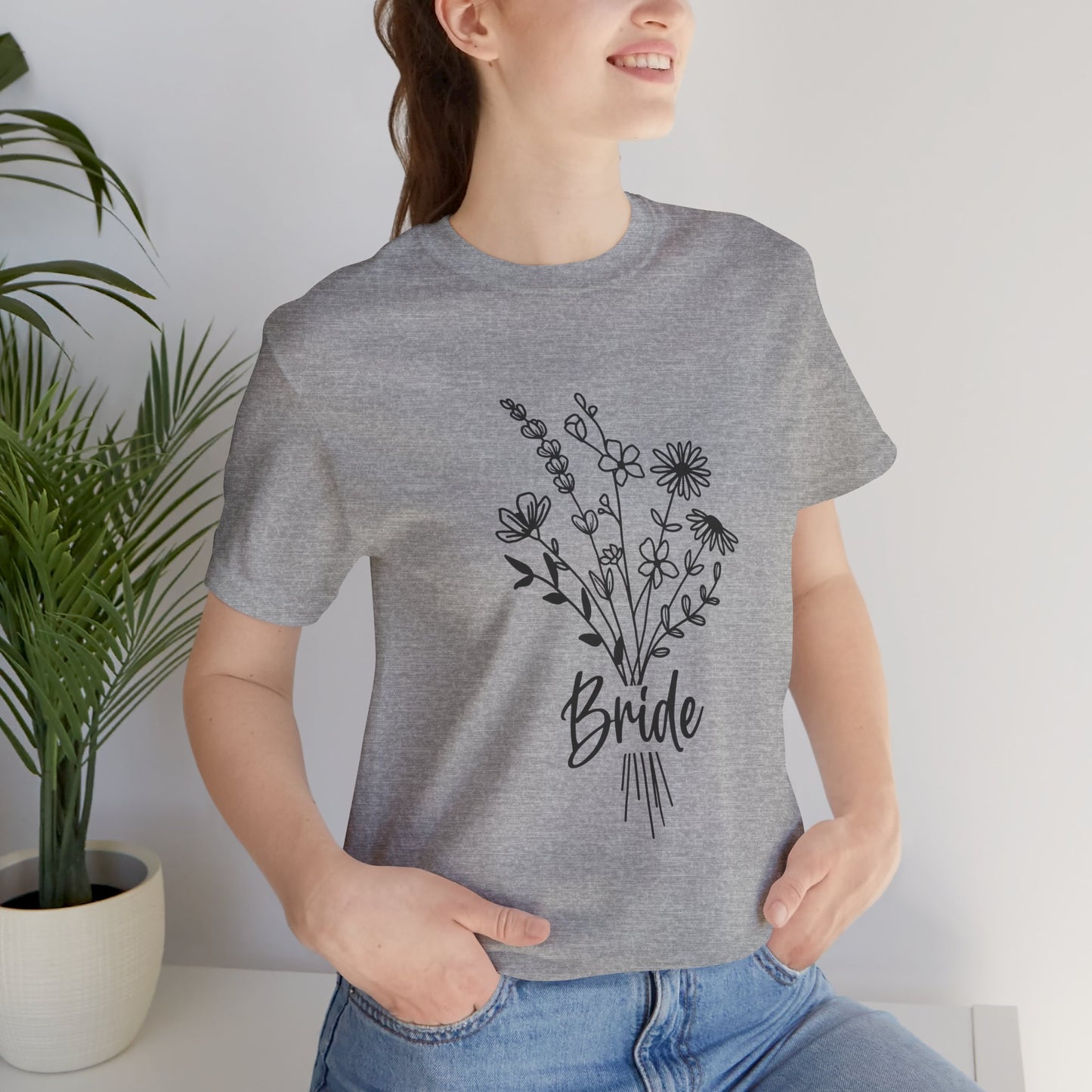 Bride T-shirt, Wedding Shirt, Wildflower Bouquet Floral Shirt, Bride Tee, Bachelorette Shirt, Gift Shirt for Bride, Bridal Shower Shirt