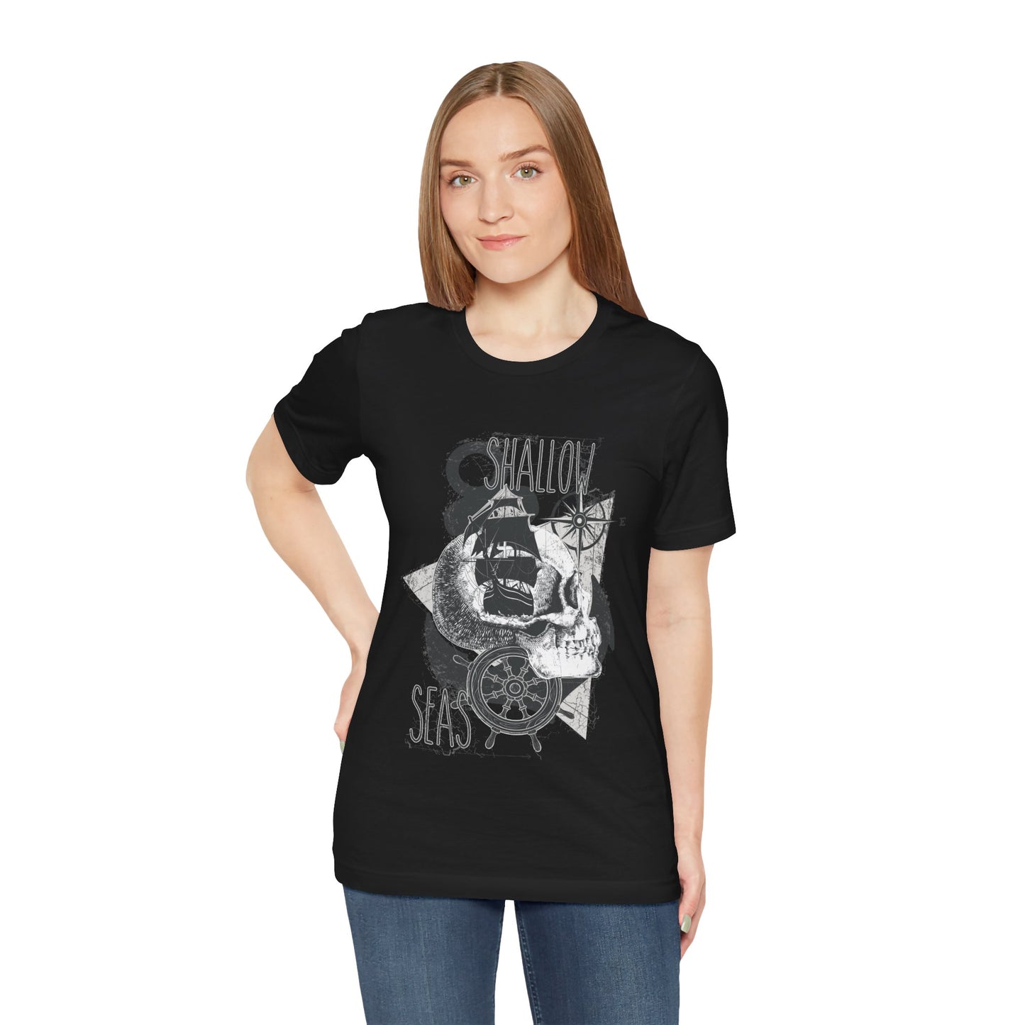 Shallow Seas T-shirt, Sea T-shirt, Nautical Shirt, Skull Shirt, T-shirt with Compass, Sea Shirt, Travel T-Shirt, Outdoors Shirt