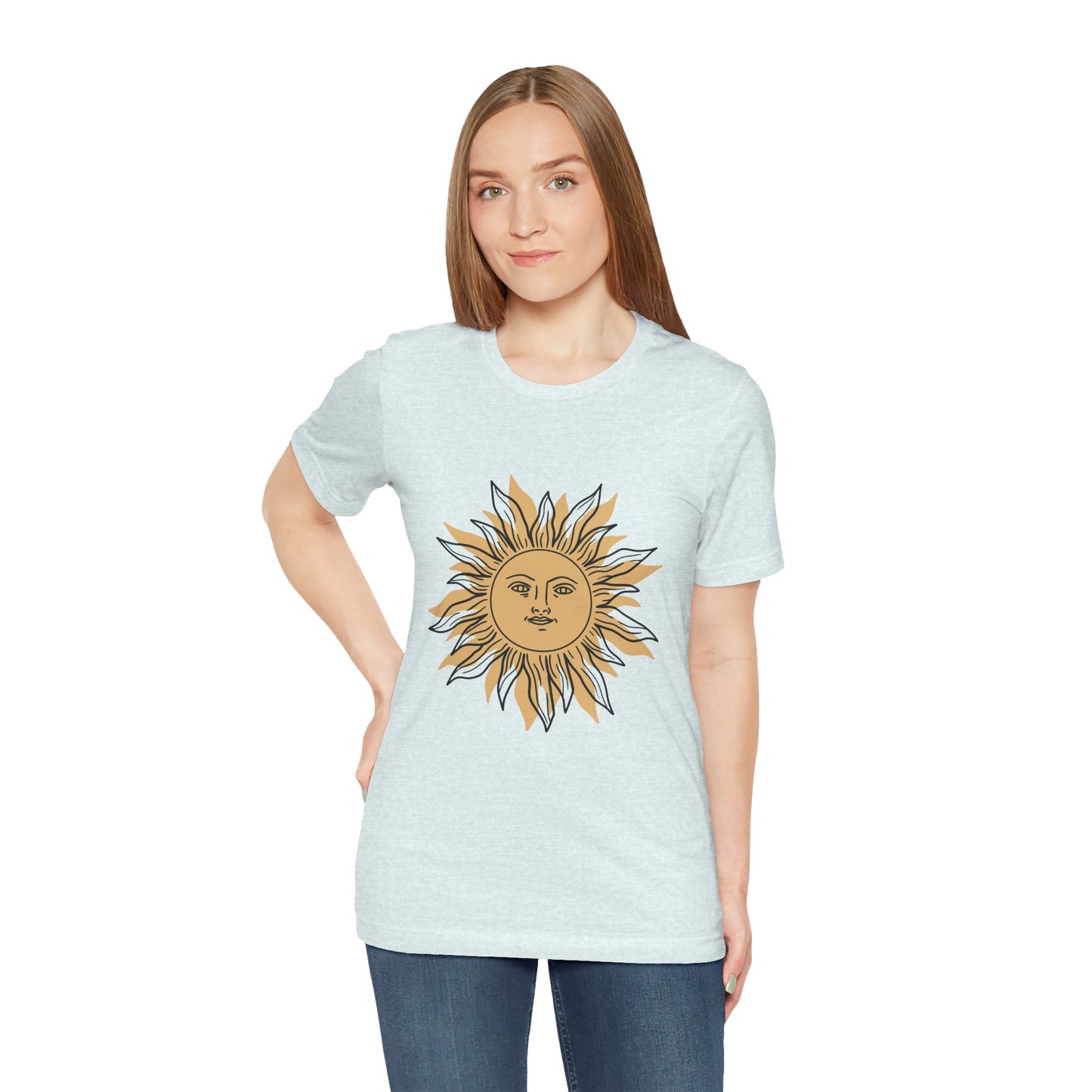 Sun Face T-shirt, Mystical Shirt, Boho T-shirt, Solar T-shirt, Moon and Stars T-Shirt, Bohemian T-shirt, Astrologic Shirt, Gift for Her