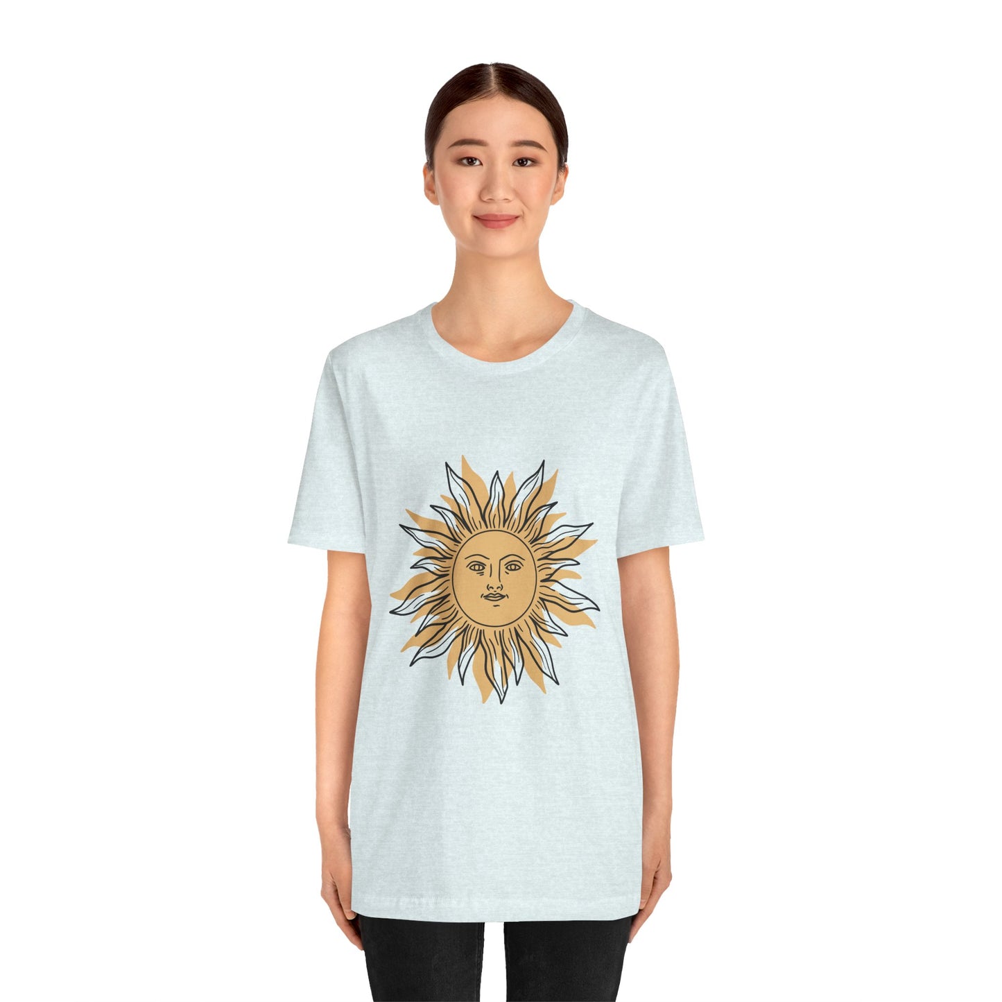 Sun Face T-shirt, Mystical Shirt, Boho T-shirt, Solar T-shirt, Moon and Stars T-Shirt, Bohemian T-shirt, Astrologic Shirt, Gift for Her