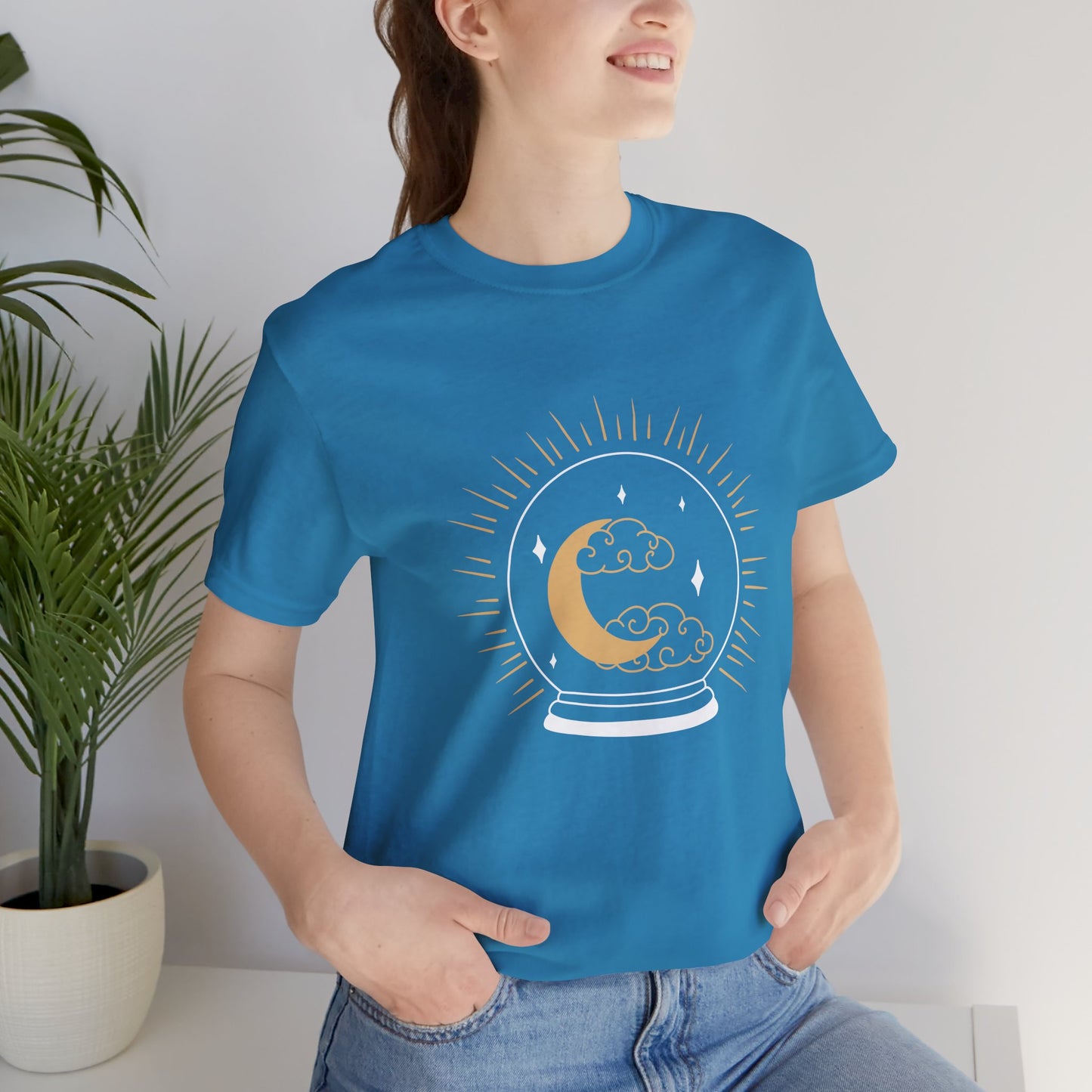 Celestial Crystal Ball T-shirt, Boho T-shirt, Inspirational T-shirt, Bohemian T-shirt, Moon and Stars T-Shirt, Gift Travel Shirt