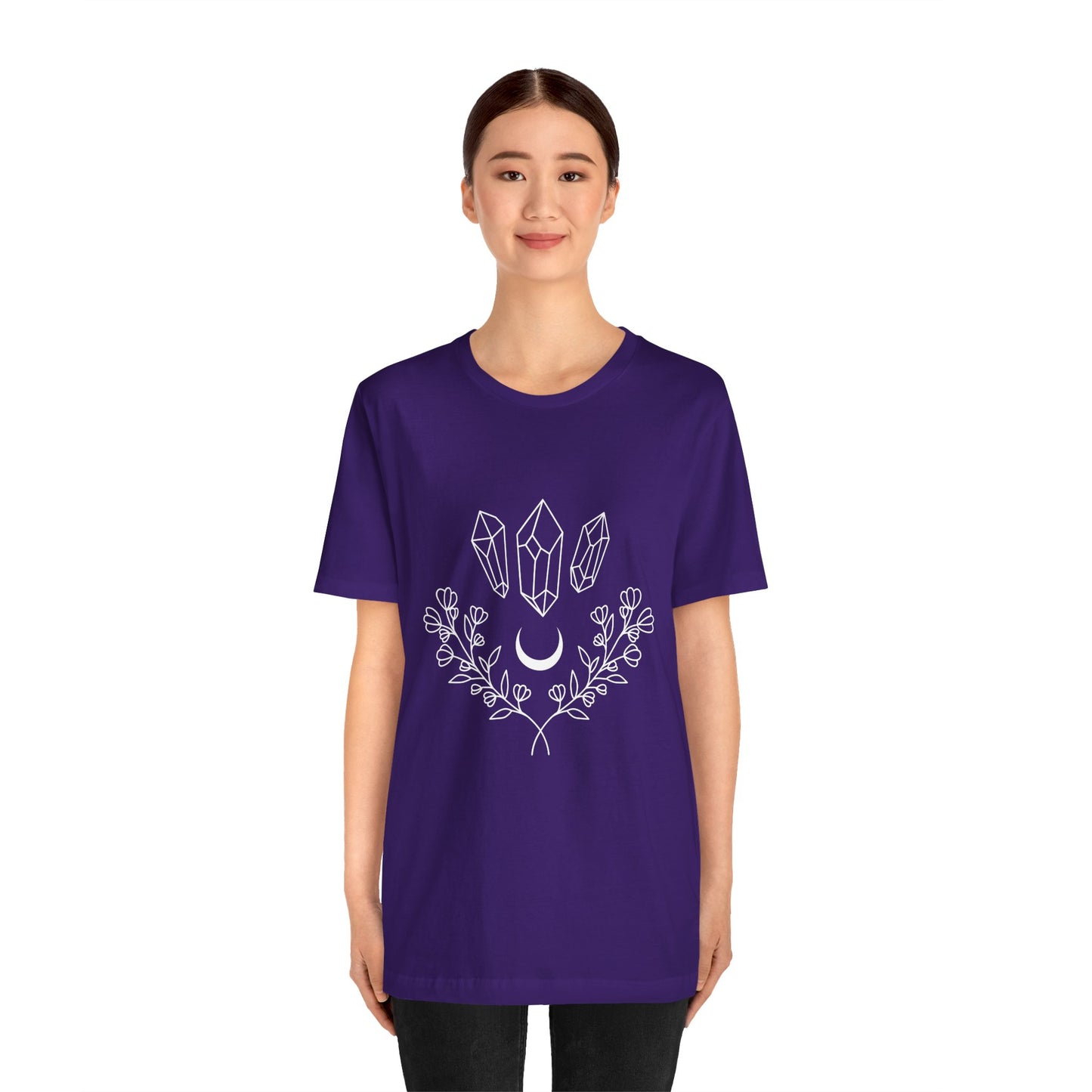 Crystal Floral T-shirt, Mystical Shirt, Boho T-shirt, Inspirational T-shirt, Bohemian T-shirt, Moon and Stars T-Shirt, Gift for Her