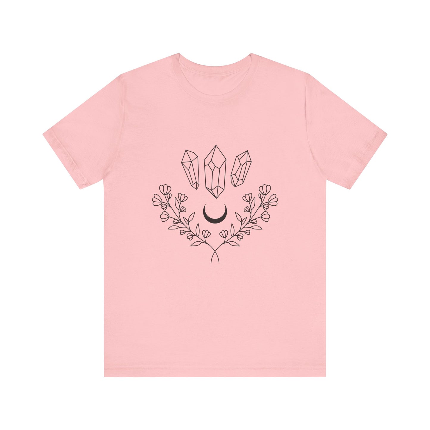 Crystal Floral T-shirt, Mystical Shirt, Boho T-shirt, Inspirational T-shirt, Bohemian T-shirt, Moon and Stars T-Shirt, Gift for Her