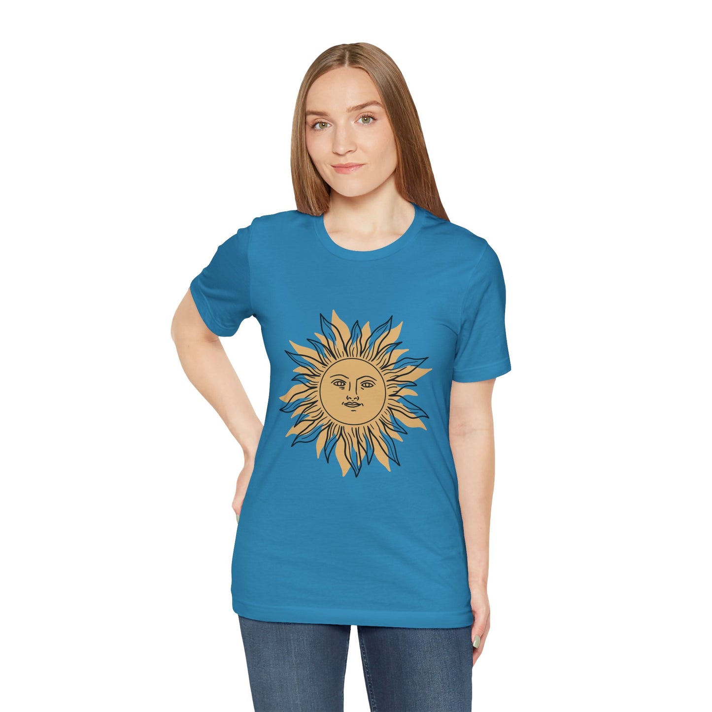 Sun Face T-shirt, Mystical Shirt, Boho T-shirt, Solar T-shirt, Moon and Stars T-Shirt, Bohemian T-shirt, Astrologic Shirt, Gift for Her
