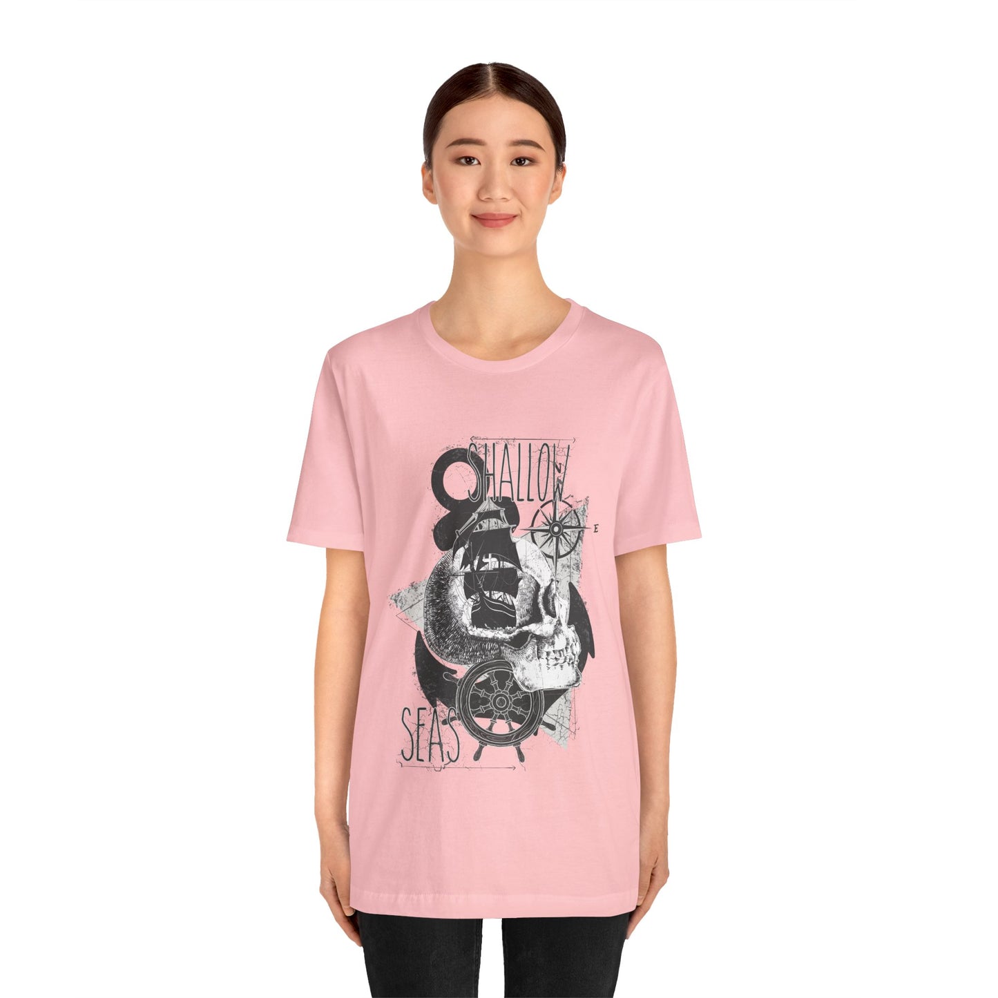 Shallow Seas T-shirt, Sea T-shirt, Nautical Shirt, Skull Shirt, T-shirt with Compass, Sea Shirt, Travel T-Shirt, Outdoors Shirt