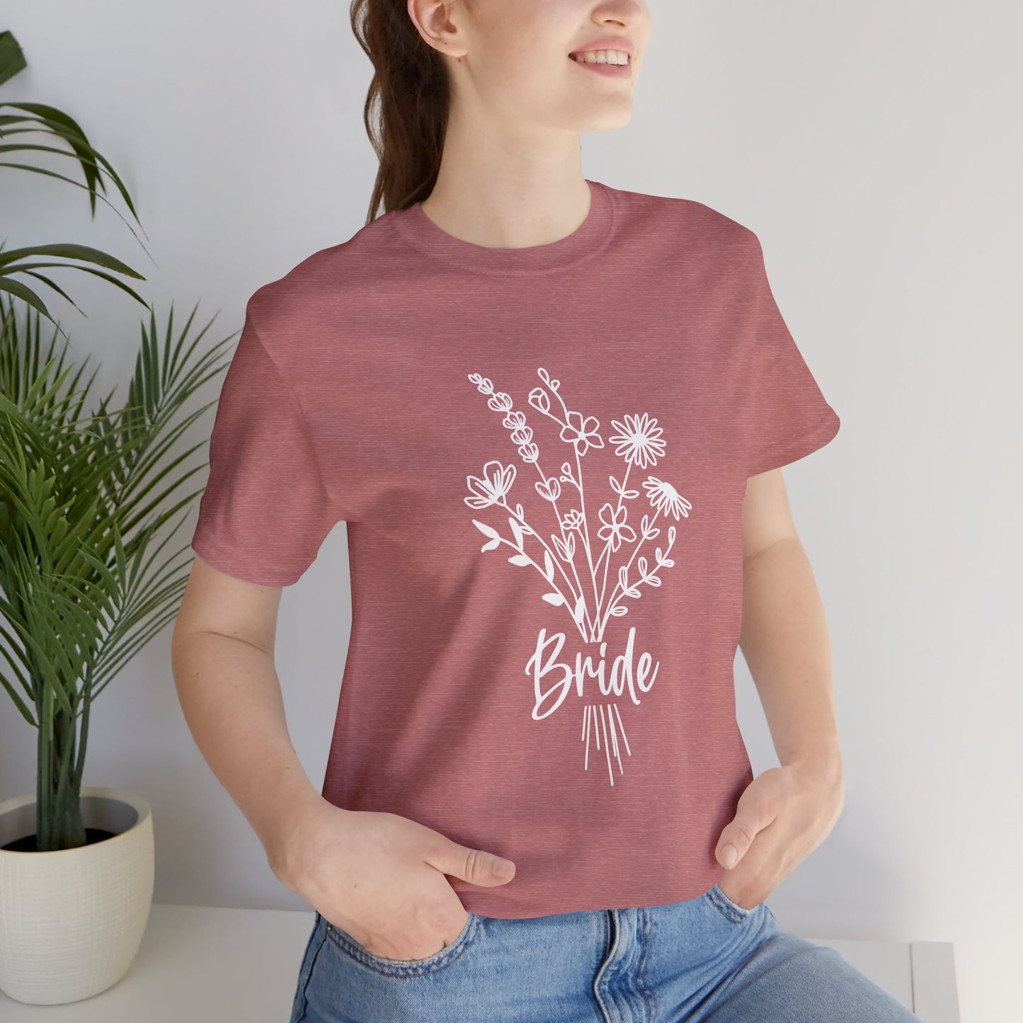 Bride T-shirt, Wedding Shirt, Wildflower Bouquet Floral Shirt, Bride Tee, Bachelorette Shirt, Gift Shirt for Bride, Bridal Shower Shirt
