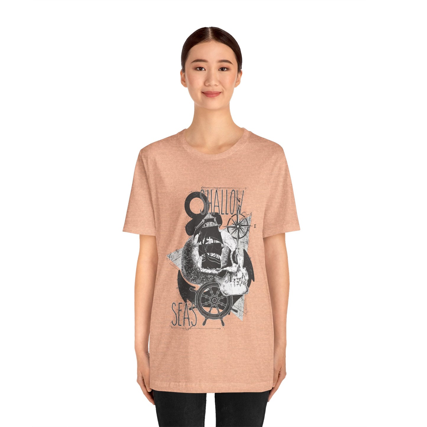 Shallow Seas T-shirt, Sea T-shirt, Nautical Shirt, Skull Shirt, T-shirt with Compass, Sea Shirt, Travel T-Shirt, Outdoors Shirt