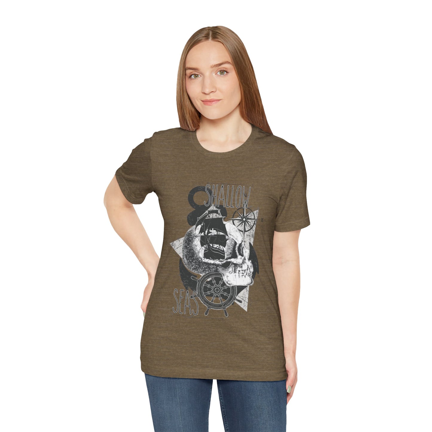 Shallow Seas T-shirt, Sea T-shirt, Nautical Shirt, Skull Shirt, T-shirt with Compass, Sea Shirt, Travel T-Shirt, Outdoors Shirt