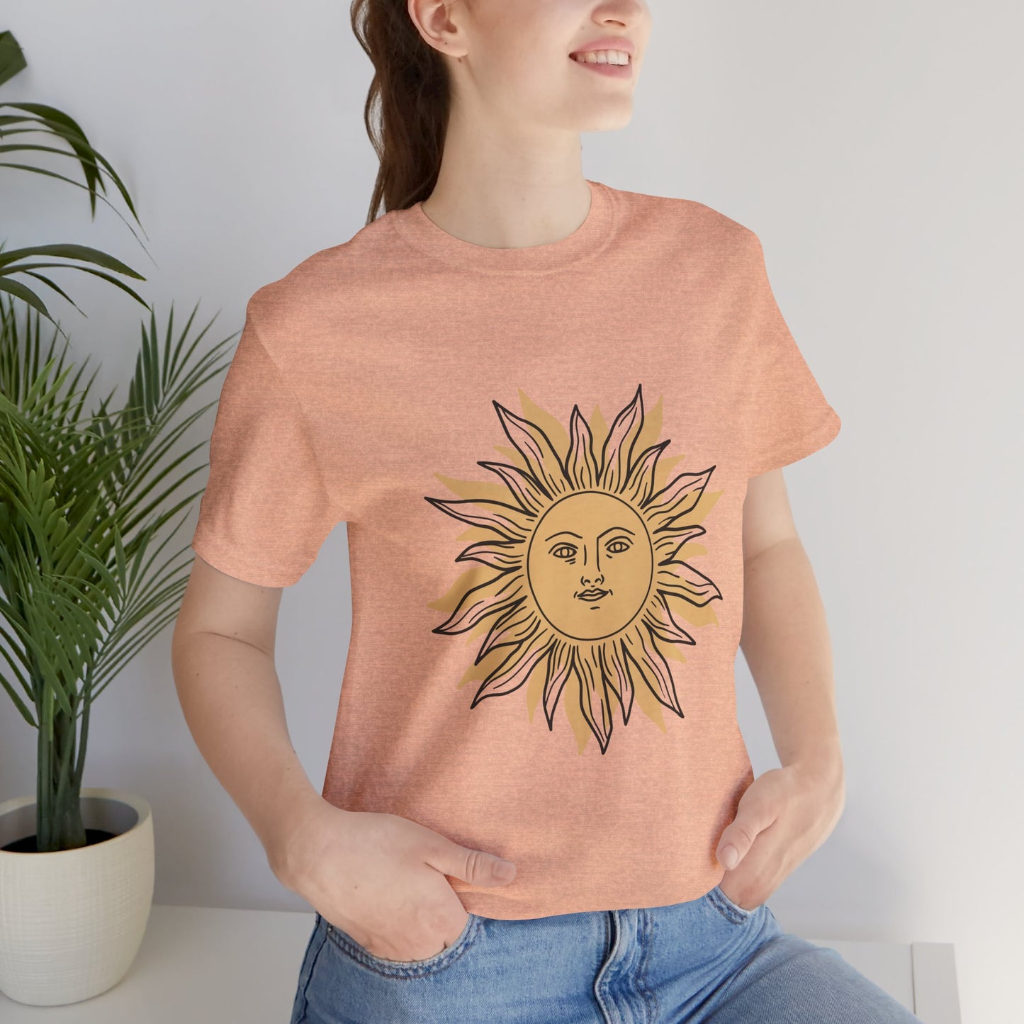 Sun Face T-shirt, Mystical Shirt, Boho T-shirt, Solar T-shirt, Moon and Stars T-Shirt, Bohemian T-shirt, Astrologic Shirt, Gift for Her