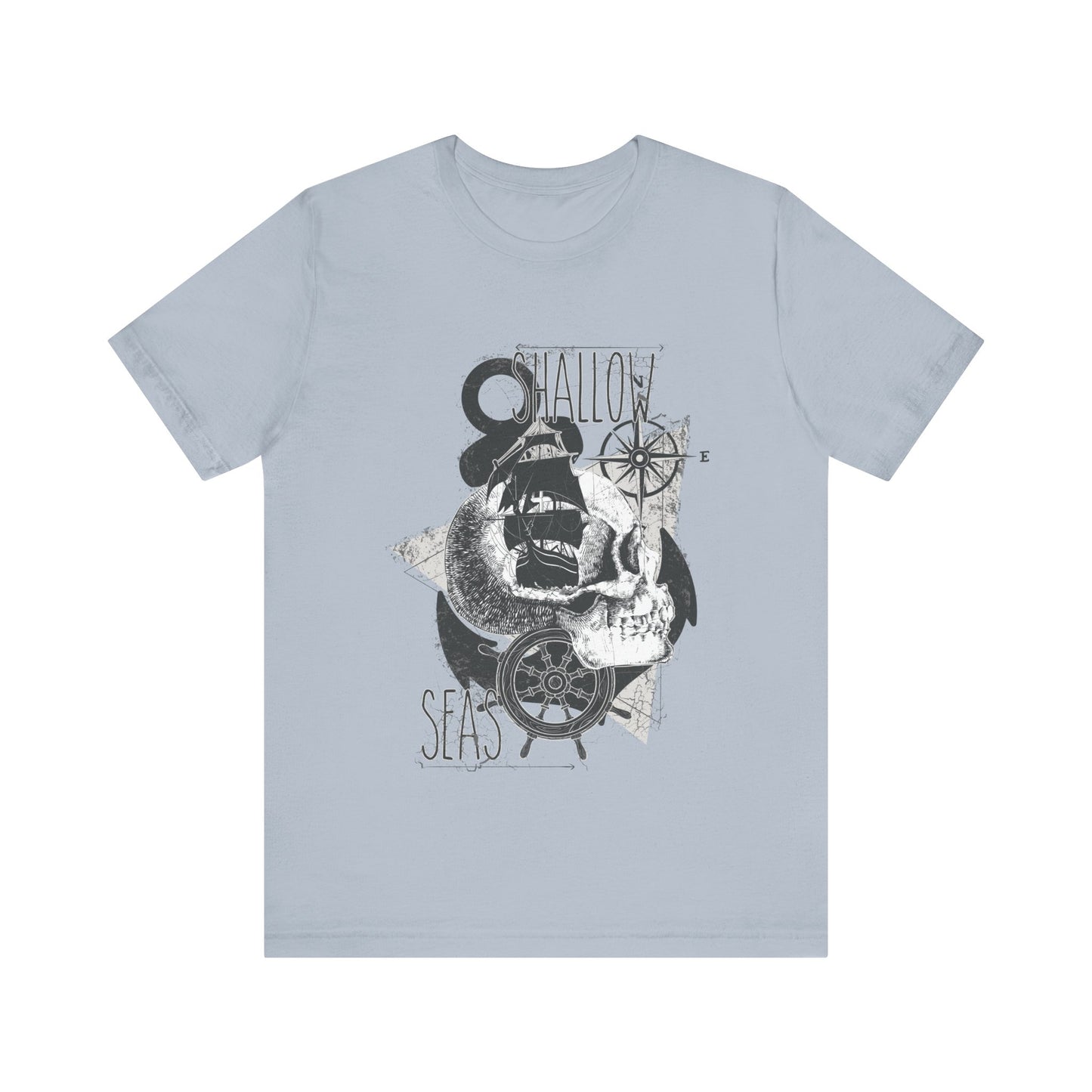 Shallow Seas T-shirt, Sea T-shirt, Nautical Shirt, Skull Shirt, T-shirt with Compass, Sea Shirt, Travel T-Shirt, Outdoors Shirt