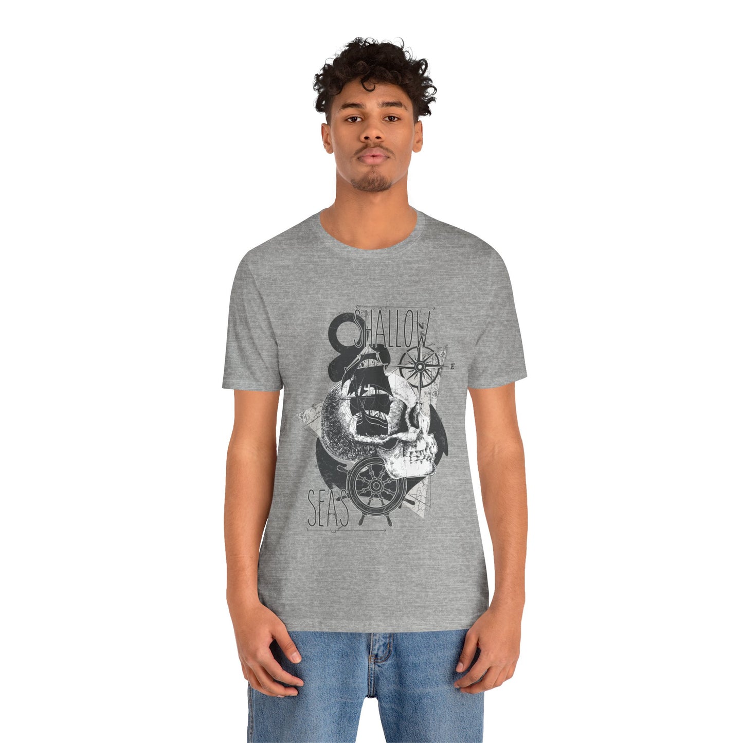 Shallow Seas T-shirt, Sea T-shirt, Nautical Shirt, Skull Shirt, T-shirt with Compass, Sea Shirt, Travel T-Shirt, Outdoors Shirt