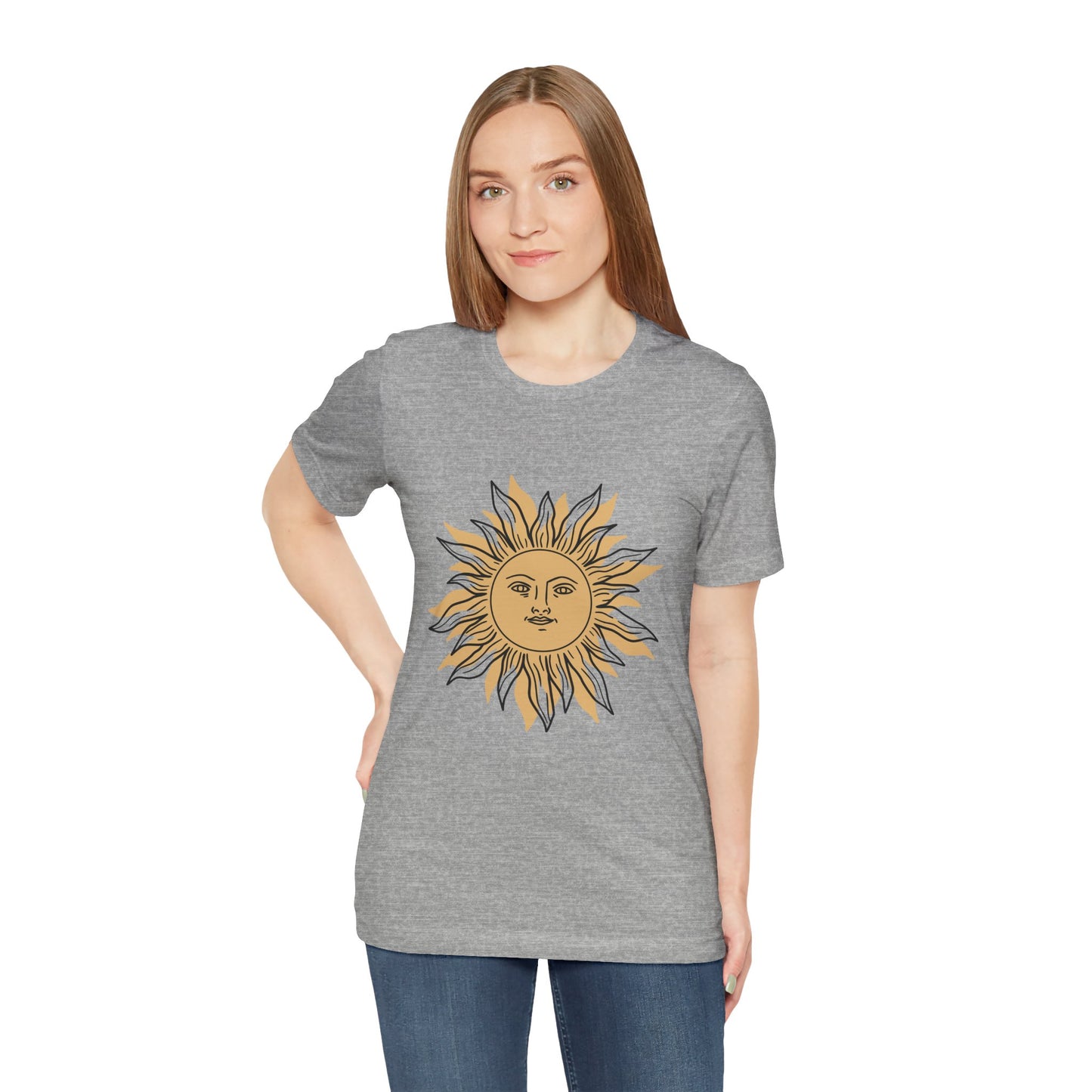 Sun Face T-shirt, Mystical Shirt, Boho T-shirt, Solar T-shirt, Moon and Stars T-Shirt, Bohemian T-shirt, Astrologic Shirt, Gift for Her
