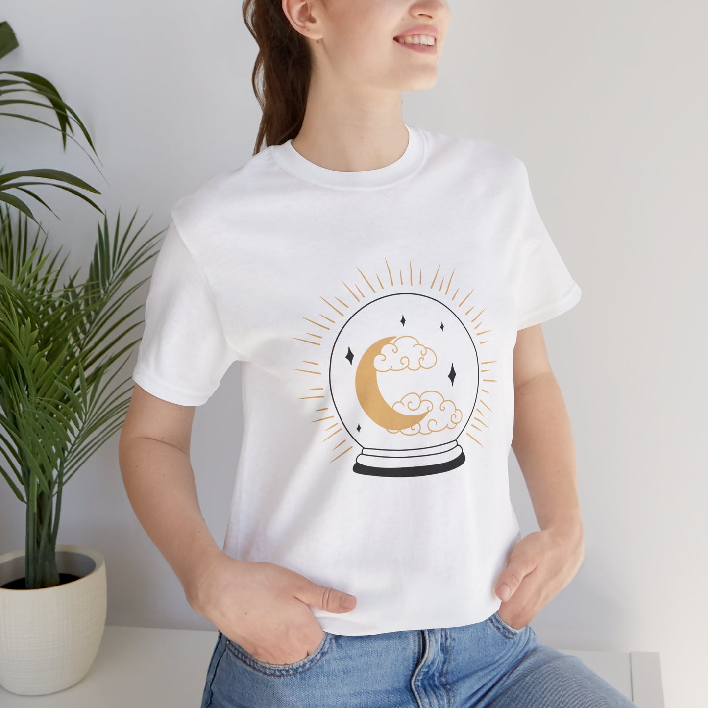 Celestial Crystal Ball T-shirt, Boho T-shirt, Inspirational T-shirt, Bohemian T-shirt, Moon and Stars T-Shirt, Gift Travel Shirt
