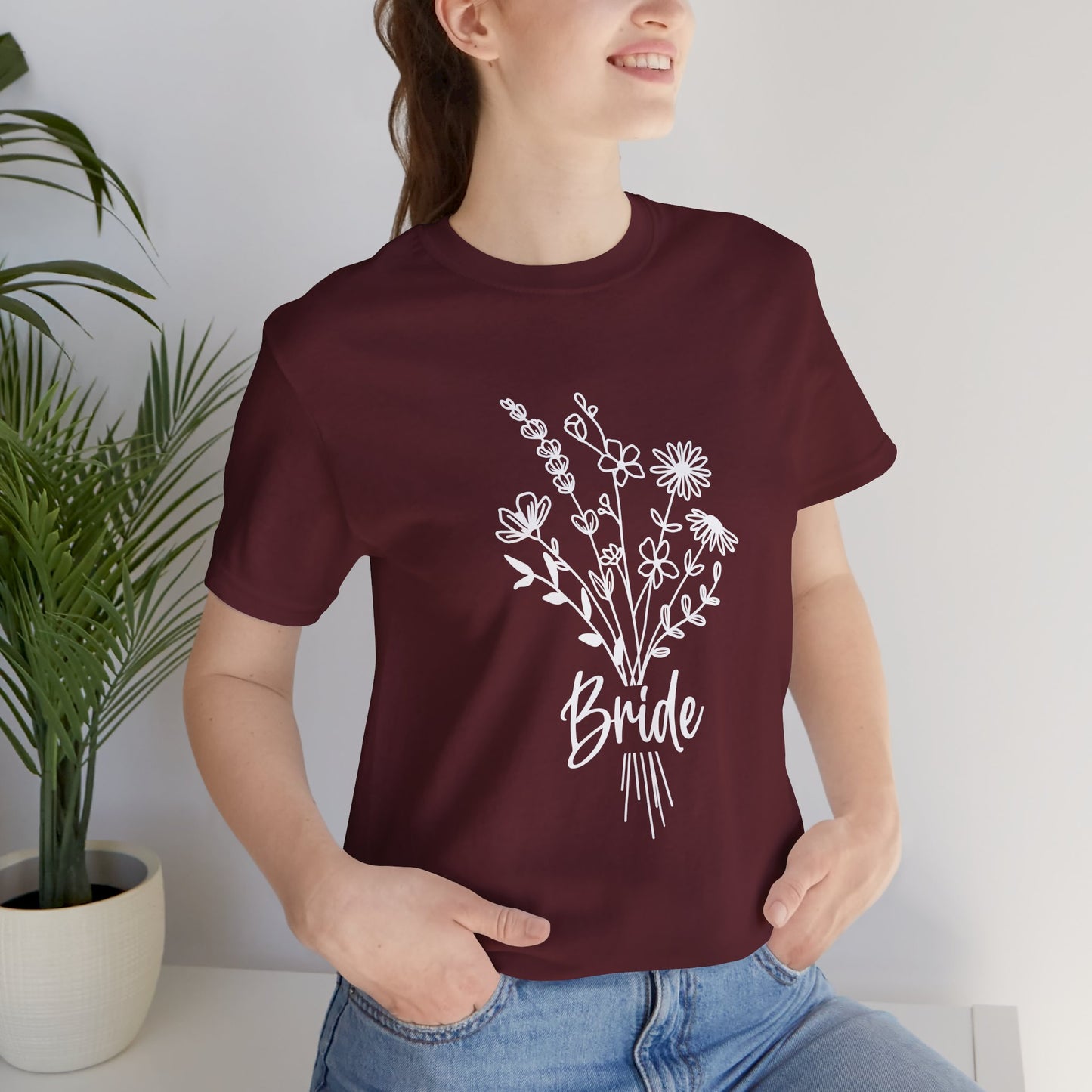 Bride T-shirt, Wedding Shirt, Wildflower Bouquet Floral Shirt, Bride Tee, Bachelorette Shirt, Gift Shirt for Bride, Bridal Shower Shirt