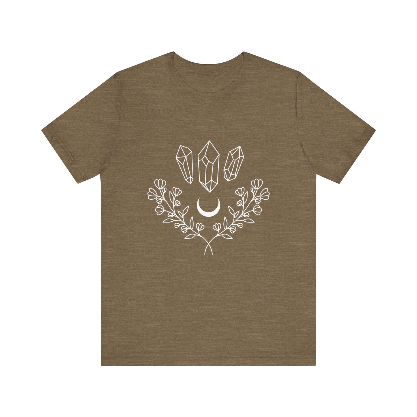 Crystal Floral T-shirt, Mystical Shirt, Boho T-shirt, Inspirational T-shirt, Bohemian T-shirt, Moon and Stars T-Shirt, Gift for Her