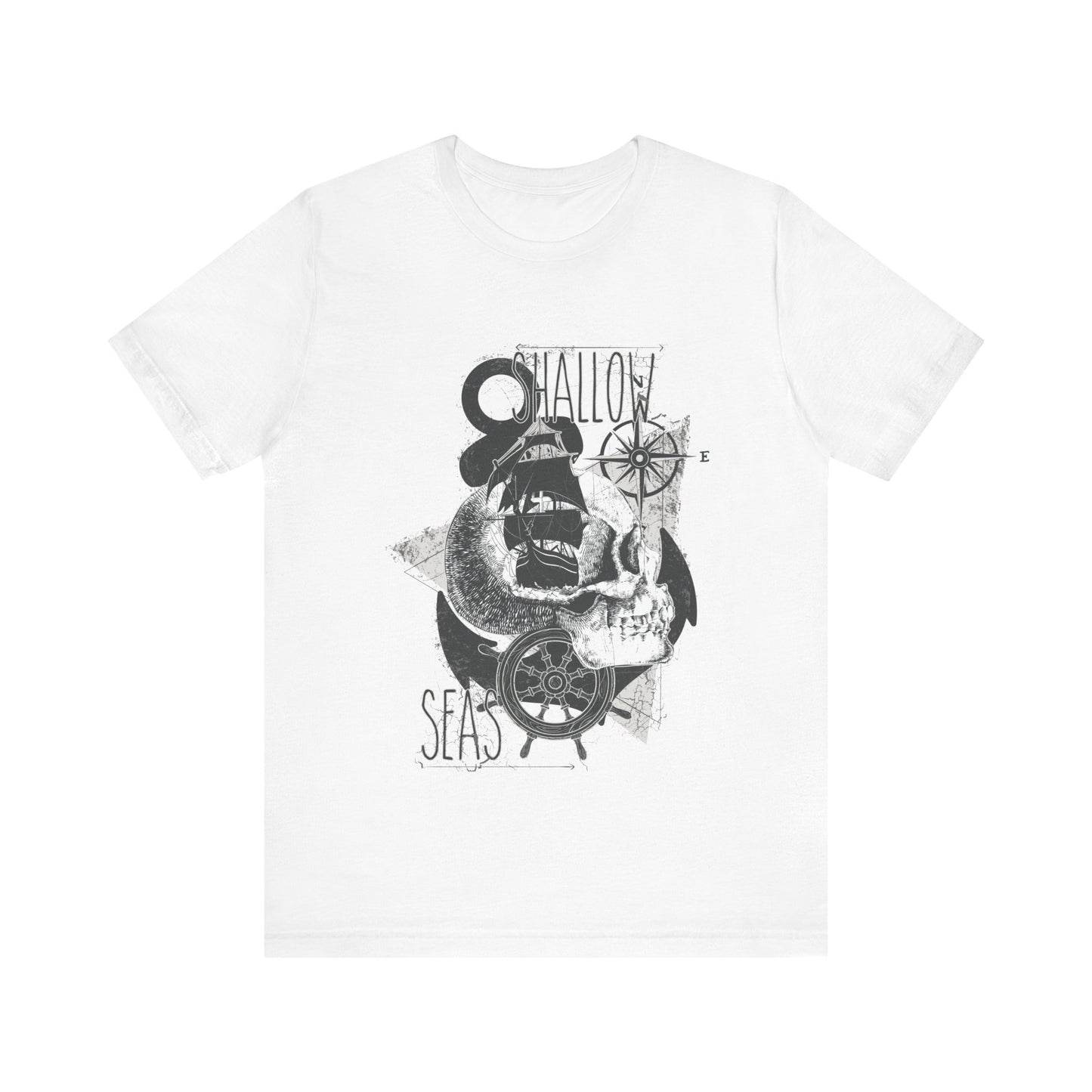 Shallow Seas T-shirt, Sea T-shirt, Nautical Shirt, Skull Shirt, T-shirt with Compass, Sea Shirt, Travel T-Shirt, Outdoors Shirt