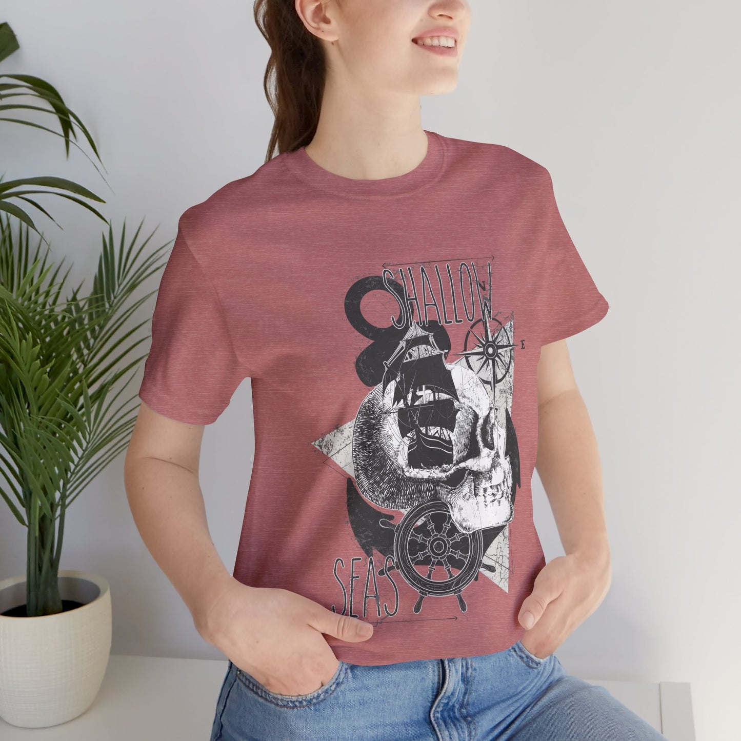 Shallow Seas T-shirt, Sea T-shirt, Nautical Shirt, Skull Shirt, T-shirt with Compass, Sea Shirt, Travel T-Shirt, Outdoors Shirt