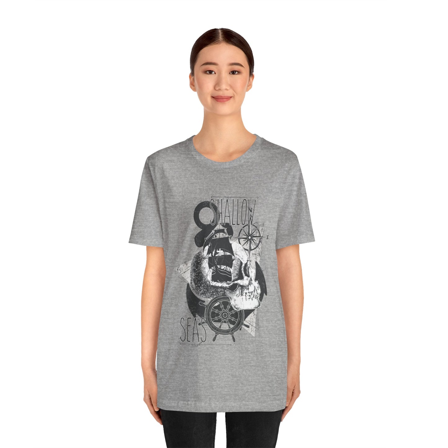 Shallow Seas T-shirt, Sea T-shirt, Nautical Shirt, Skull Shirt, T-shirt with Compass, Sea Shirt, Travel T-Shirt, Outdoors Shirt