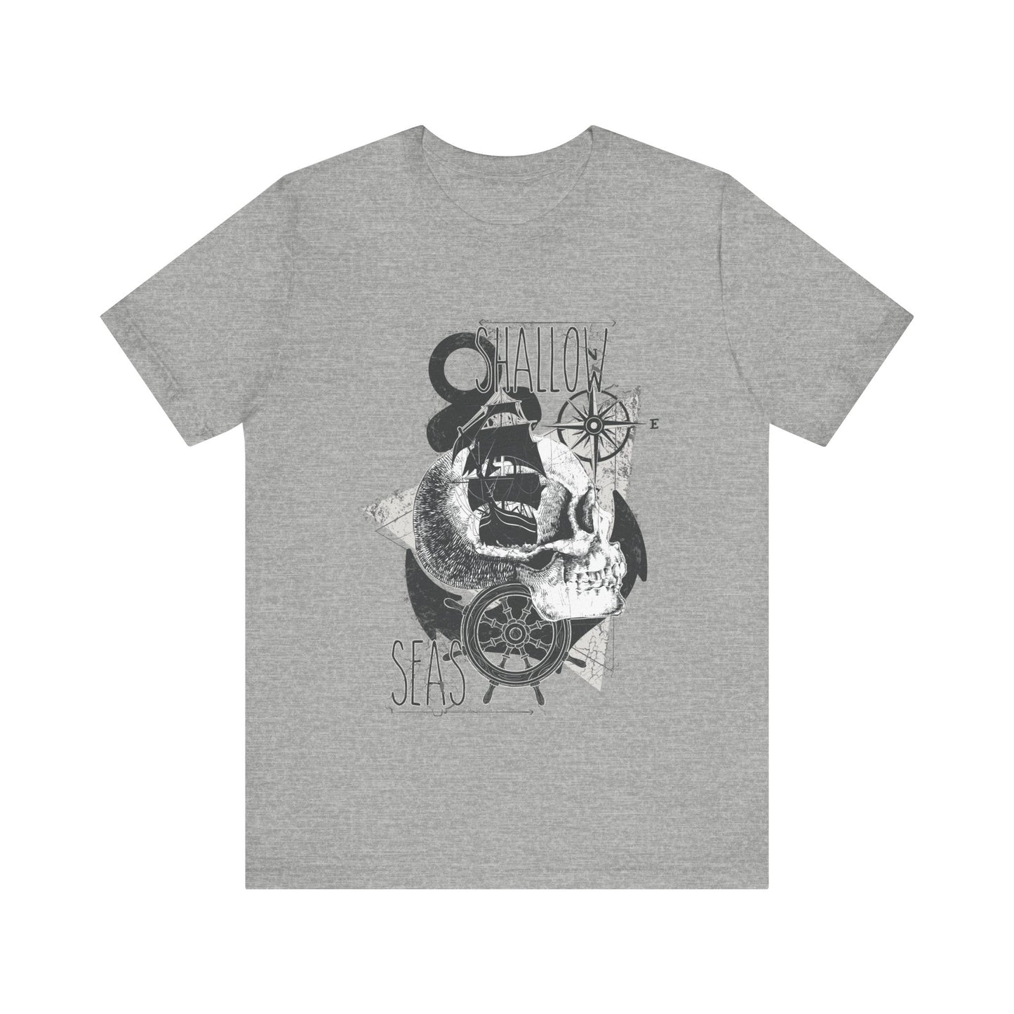 Shallow Seas T-shirt, Sea T-shirt, Nautical Shirt, Skull Shirt, T-shirt with Compass, Sea Shirt, Travel T-Shirt, Outdoors Shirt