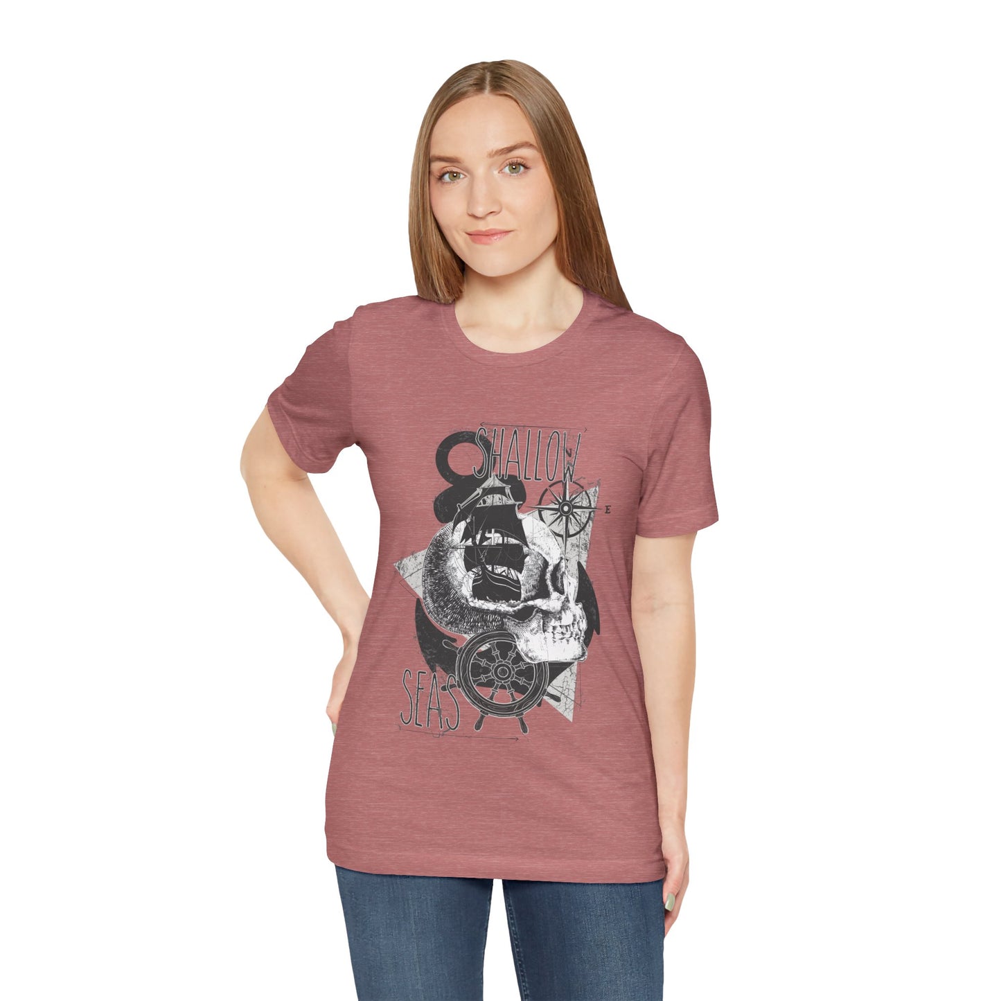 Shallow Seas T-shirt, Sea T-shirt, Nautical Shirt, Skull Shirt, T-shirt with Compass, Sea Shirt, Travel T-Shirt, Outdoors Shirt