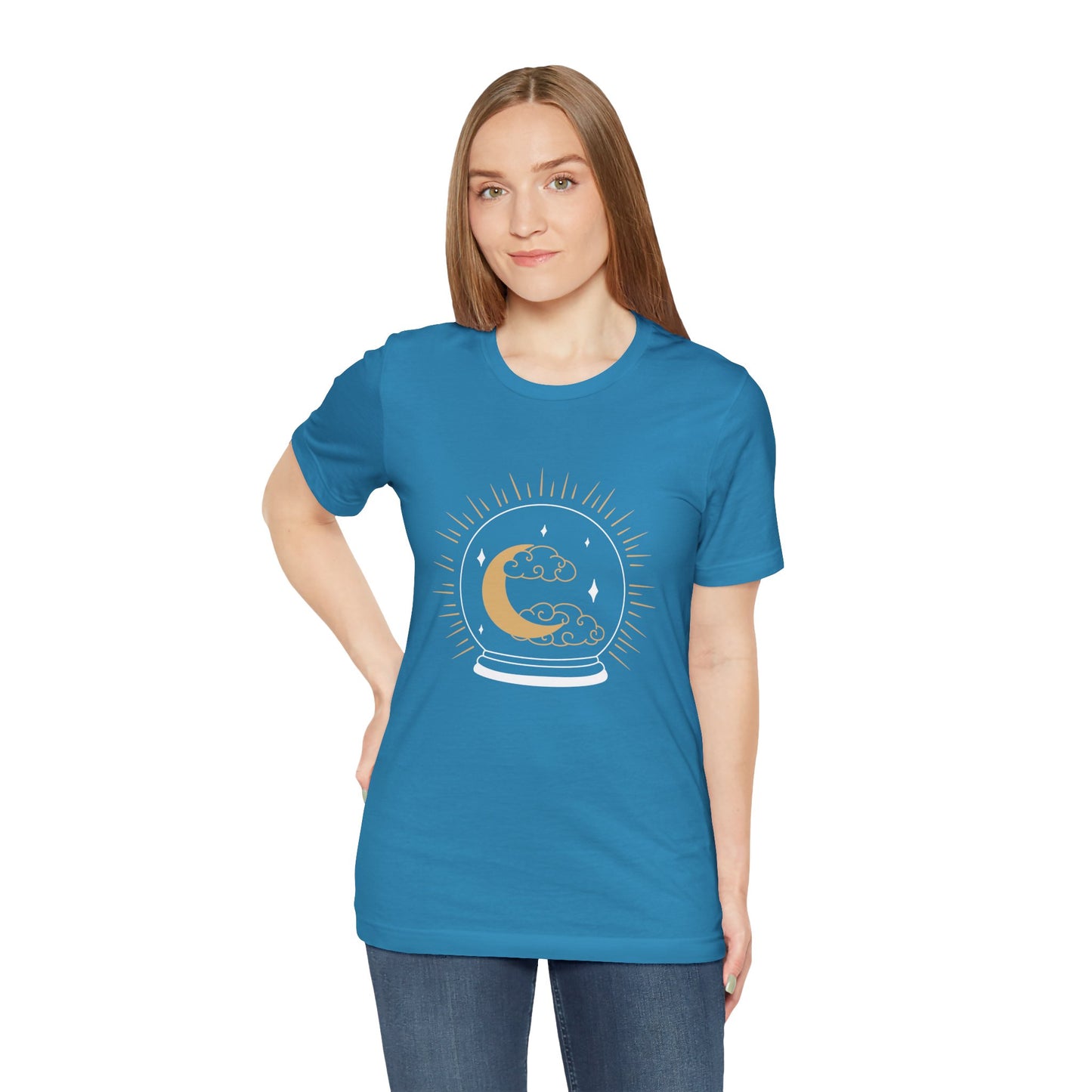 Celestial Crystal Ball T-shirt, Boho T-shirt, Inspirational T-shirt, Bohemian T-shirt, Moon and Stars T-Shirt, Gift Travel Shirt