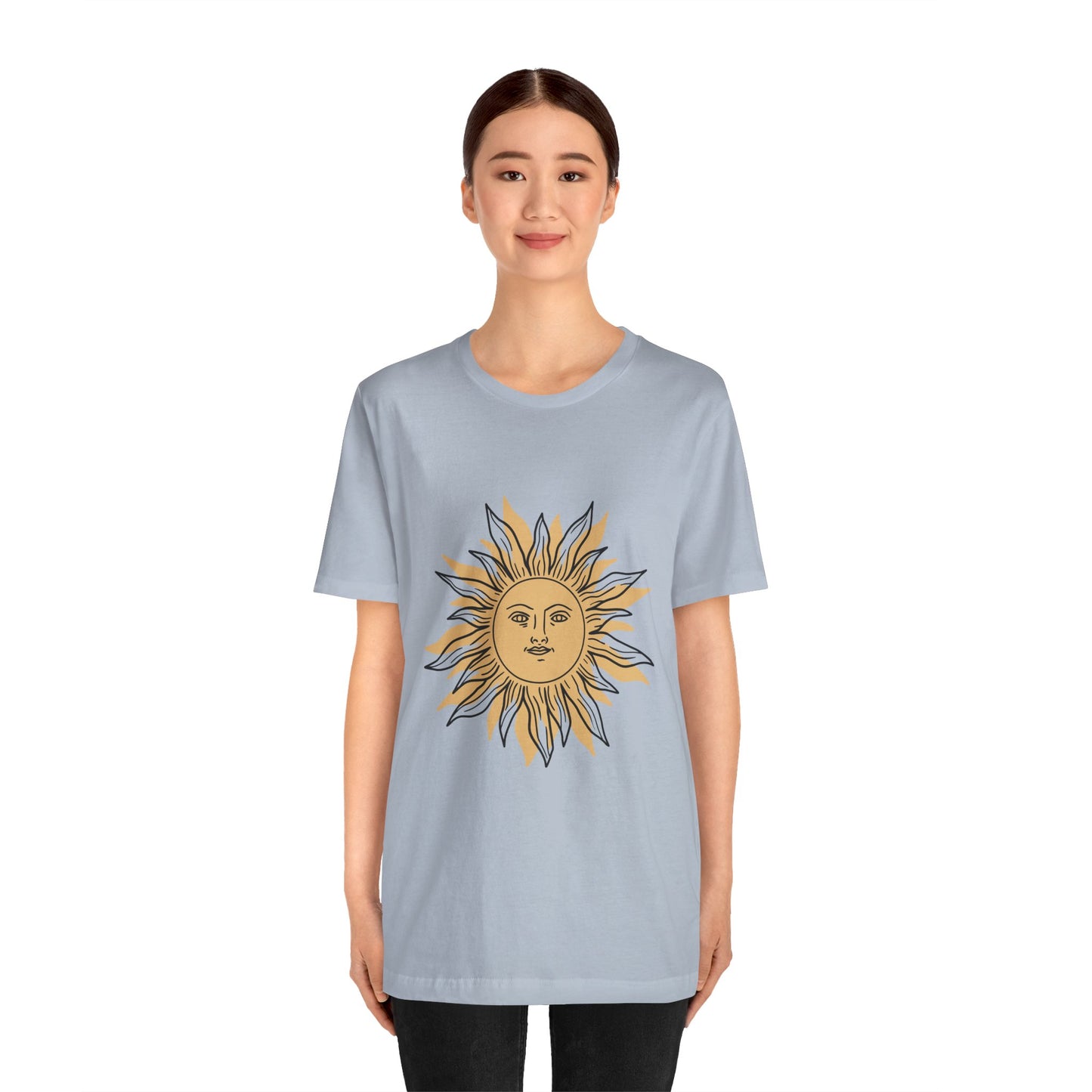 Sun Face T-shirt, Mystical Shirt, Boho T-shirt, Solar T-shirt, Moon and Stars T-Shirt, Bohemian T-shirt, Astrologic Shirt, Gift for Her