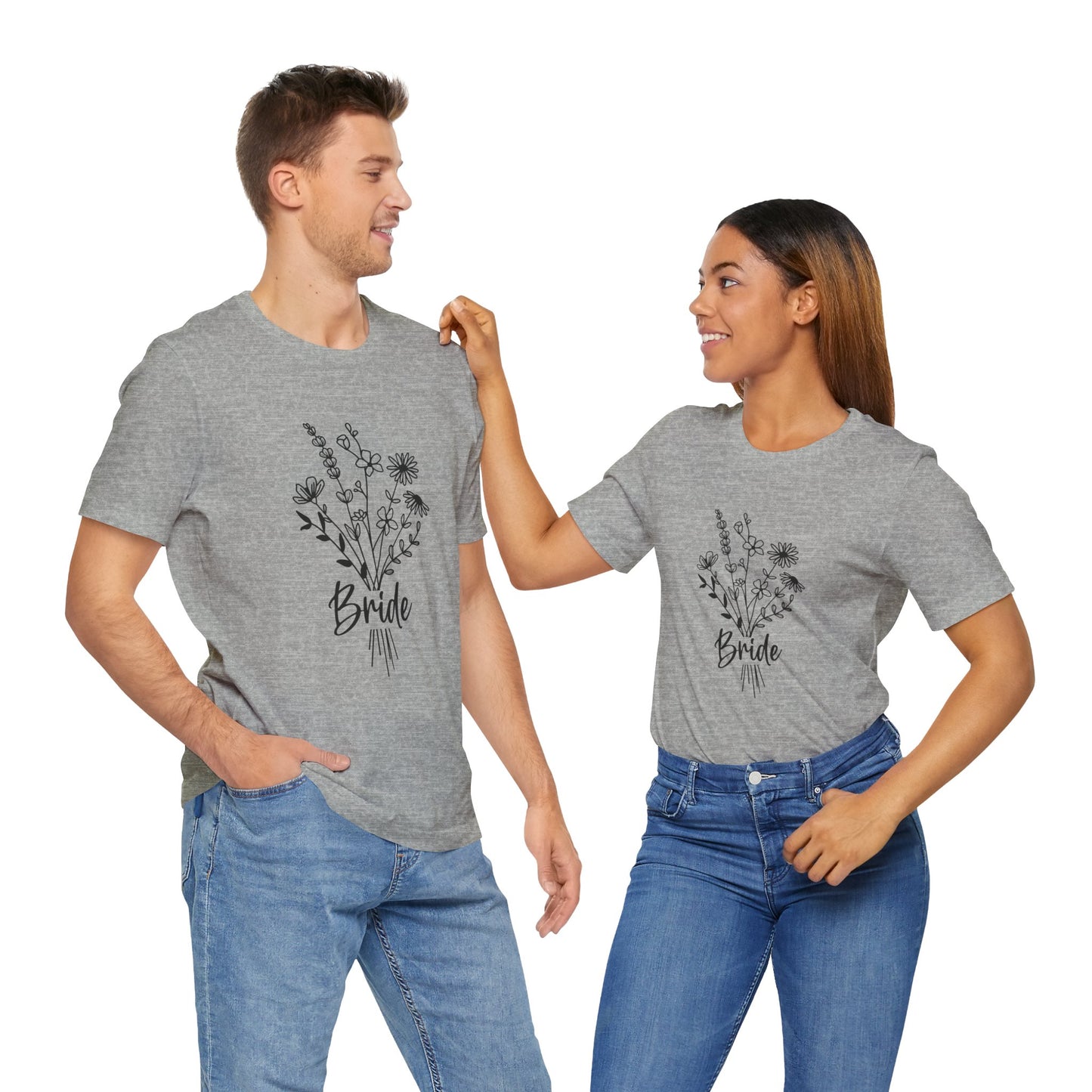 Bride T-shirt, Wedding Shirt, Wildflower Bouquet Floral Shirt, Bride Tee, Bachelorette Shirt, Gift Shirt for Bride, Bridal Shower Shirt