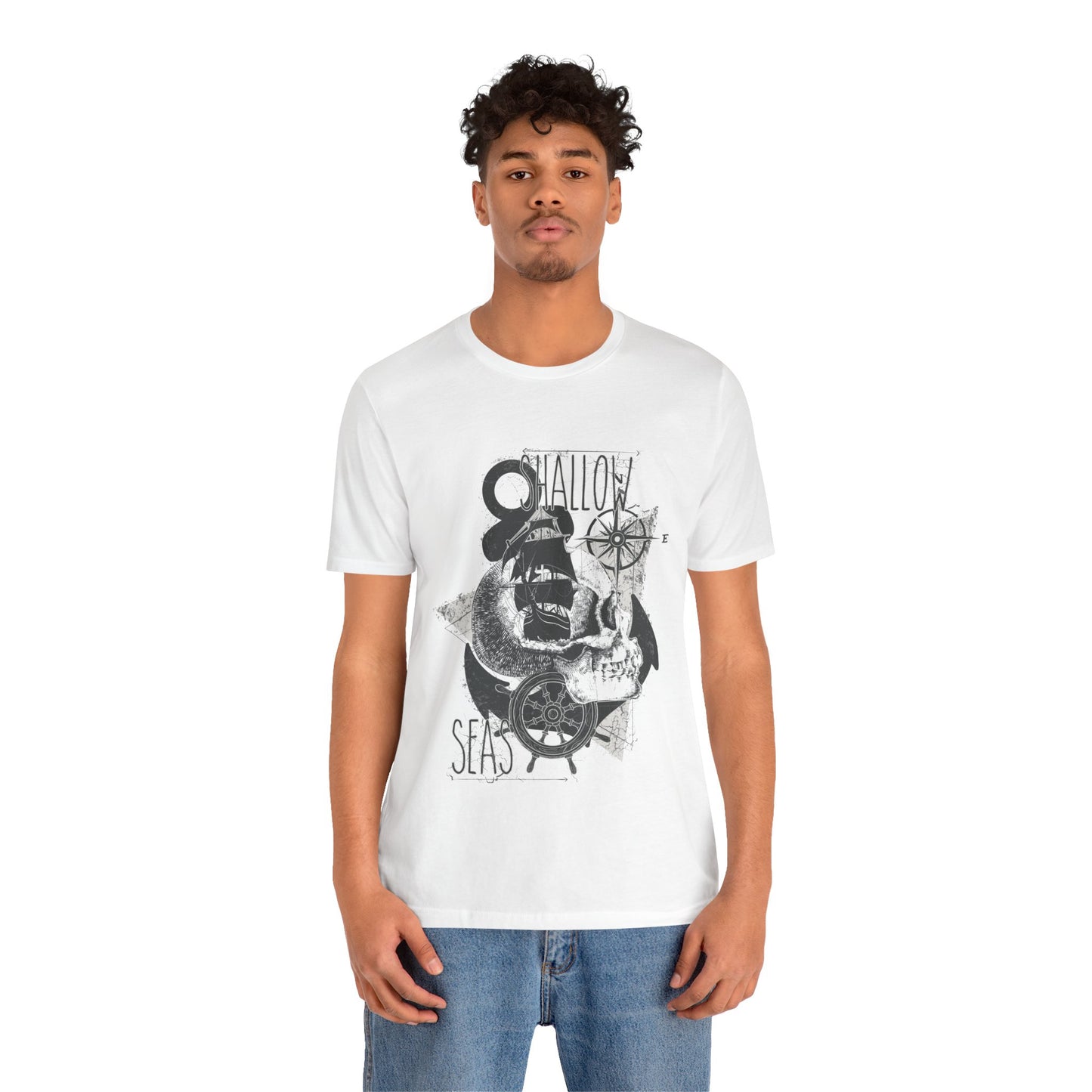Shallow Seas T-shirt, Sea T-shirt, Nautical Shirt, Skull Shirt, T-shirt with Compass, Sea Shirt, Travel T-Shirt, Outdoors Shirt