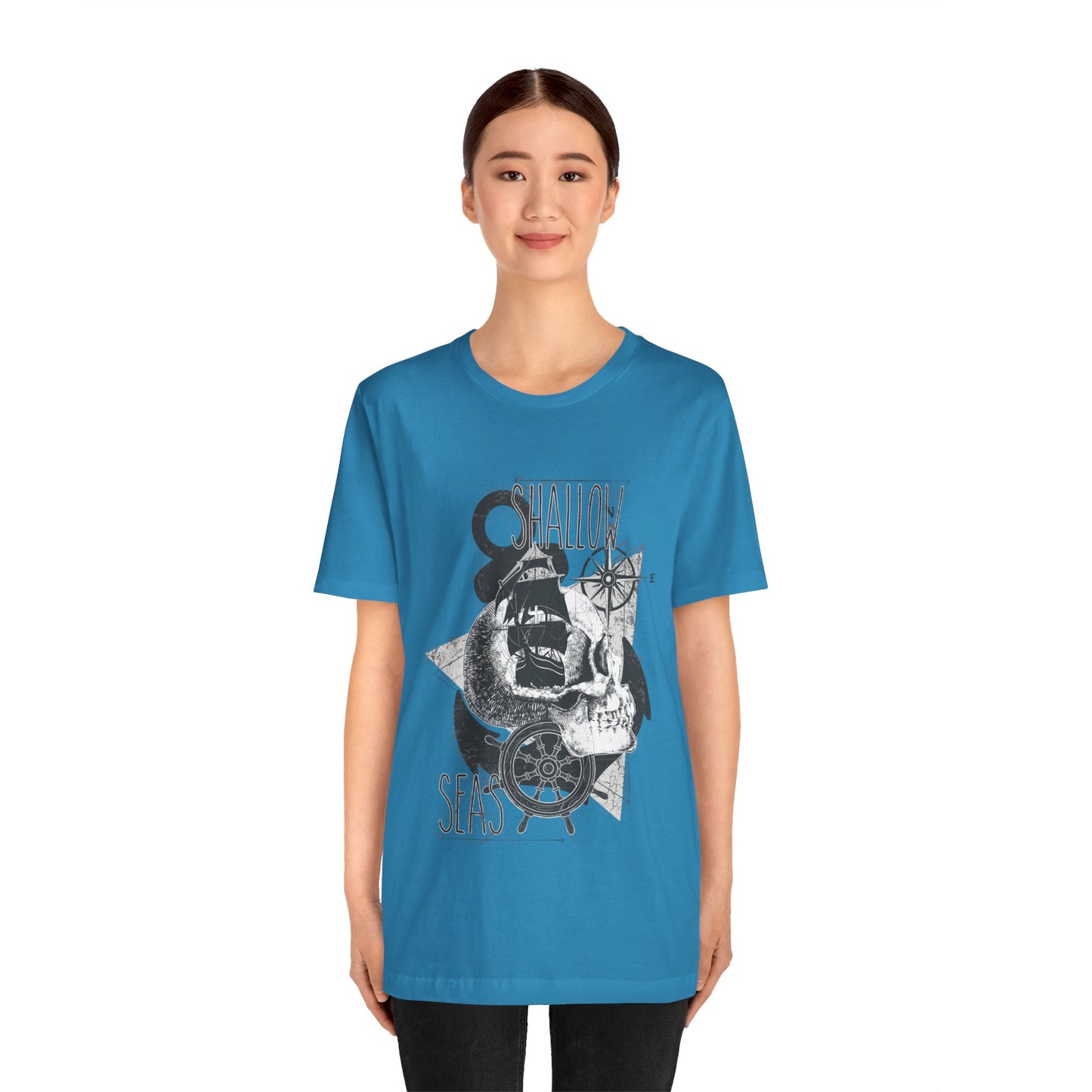 Shallow Seas T-shirt, Sea T-shirt, Nautical Shirt, Skull Shirt, T-shirt with Compass, Sea Shirt, Travel T-Shirt, Outdoors Shirt