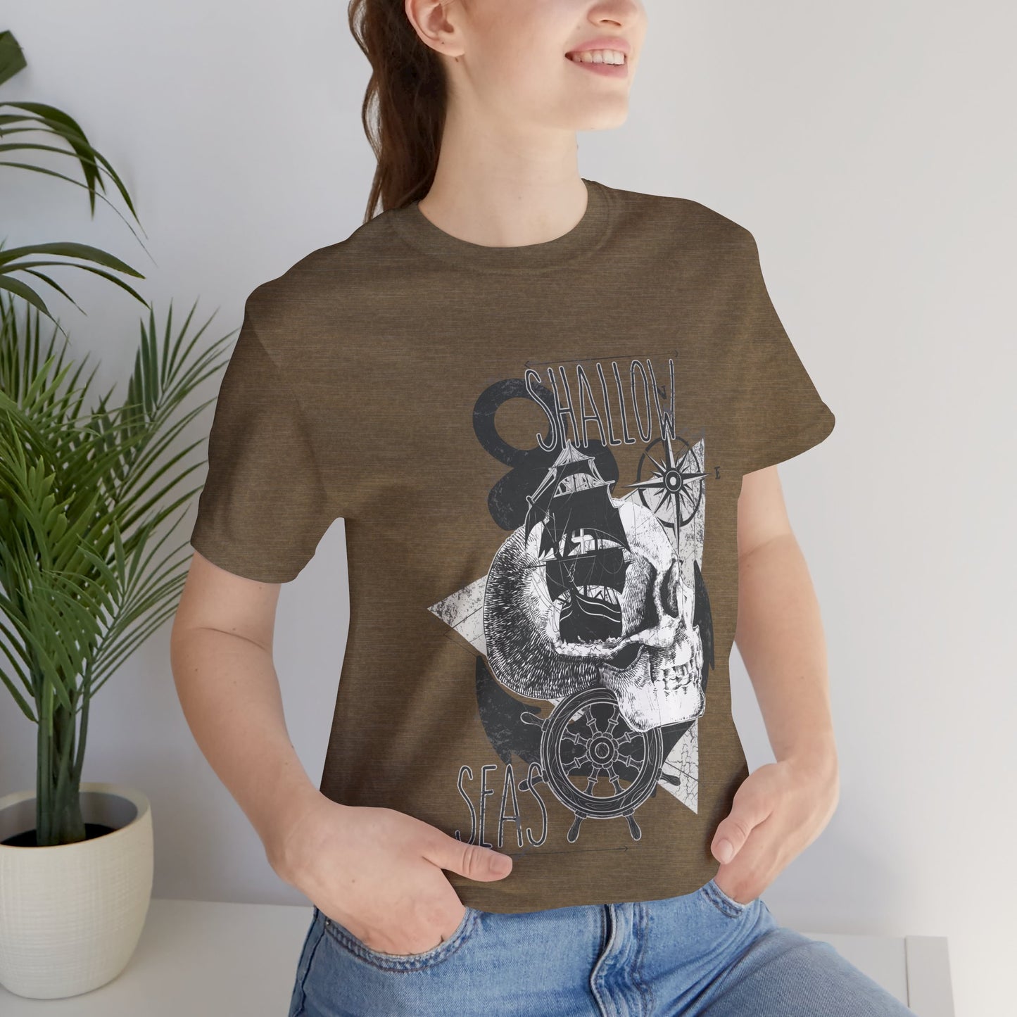 Shallow Seas T-shirt, Sea T-shirt, Nautical Shirt, Skull Shirt, T-shirt with Compass, Sea Shirt, Travel T-Shirt, Outdoors Shirt