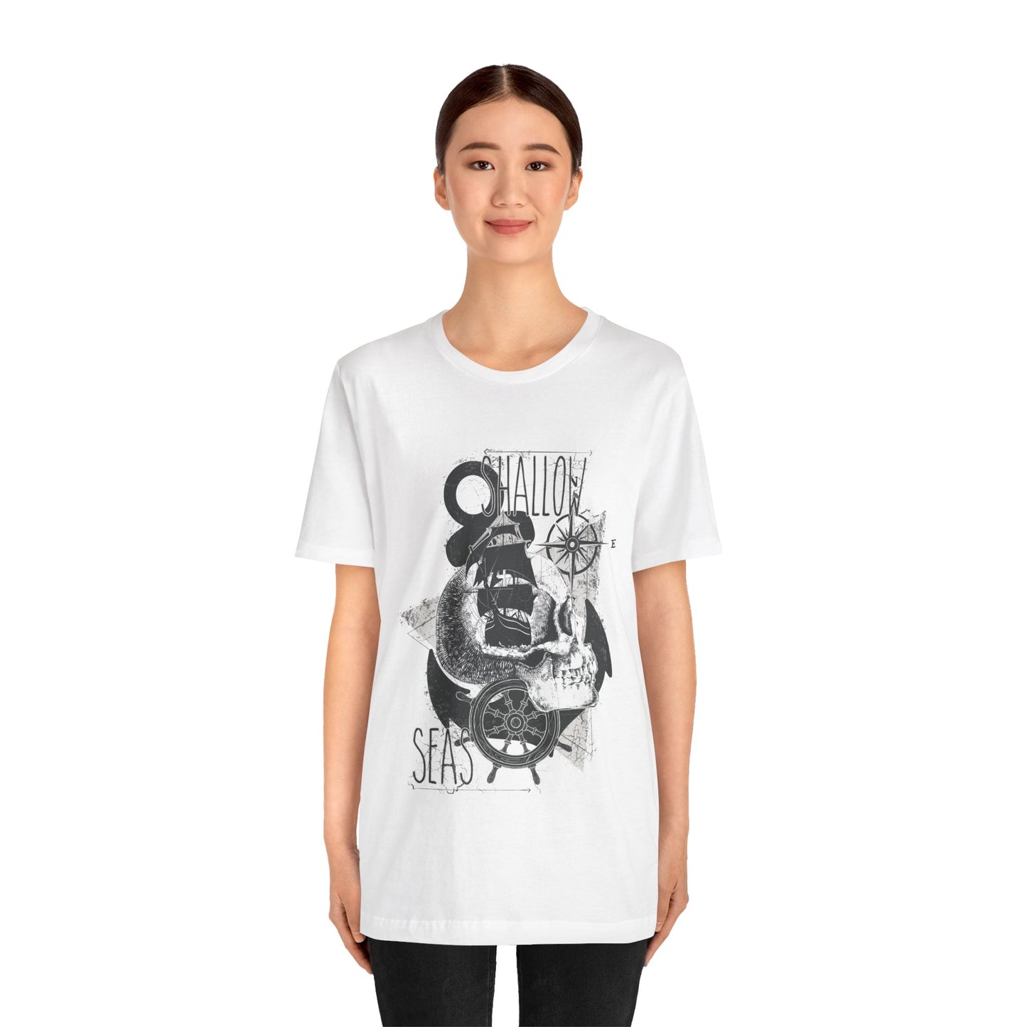 Shallow Seas T-shirt, Sea T-shirt, Nautical Shirt, Skull Shirt, T-shirt with Compass, Sea Shirt, Travel T-Shirt, Outdoors Shirt