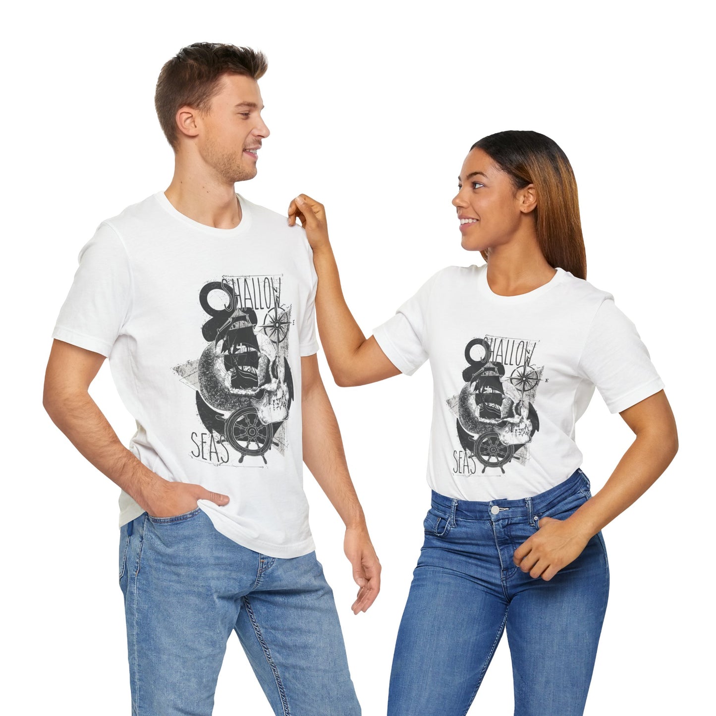 Shallow Seas T-shirt, Sea T-shirt, Nautical Shirt, Skull Shirt, T-shirt with Compass, Sea Shirt, Travel T-Shirt, Outdoors Shirt