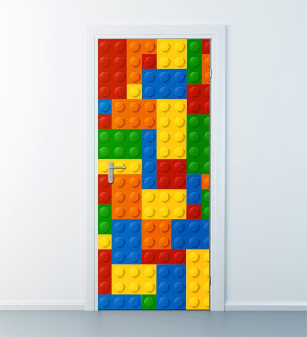 Building Blocks Wall Decal, Cubes Wall Sticker Door Decor, Abstract Door Sticker, Door Mural, Living Room Bedroom Home Decor