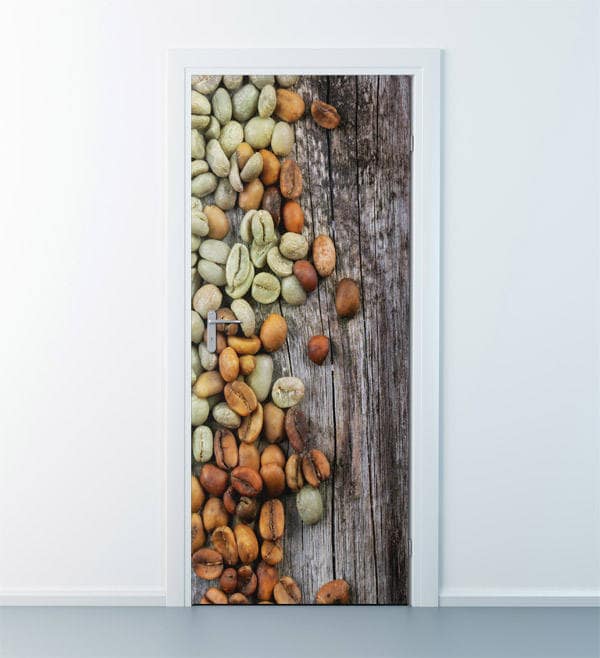 Autocollant mural en grains de café, autocollant mural en grains de café, décoration de porte, décoration murale en café, peinture murale de porte de cuisine, couverture de porte, décoration de porte pour la maison