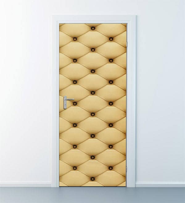 Upholstery Pattern Leather Wall Decal, Leather Door Decor, Leather Wall Door Sticker Decal, Door Mural, Living Room Bedroom Home Decor