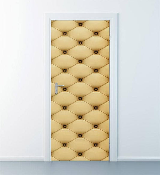 Upholstery Pattern Leather Wall Decal, Leather Door Decor, Leather Wall Door Sticker Decal, Door Mural,  Living Room Bedroom Home Decor