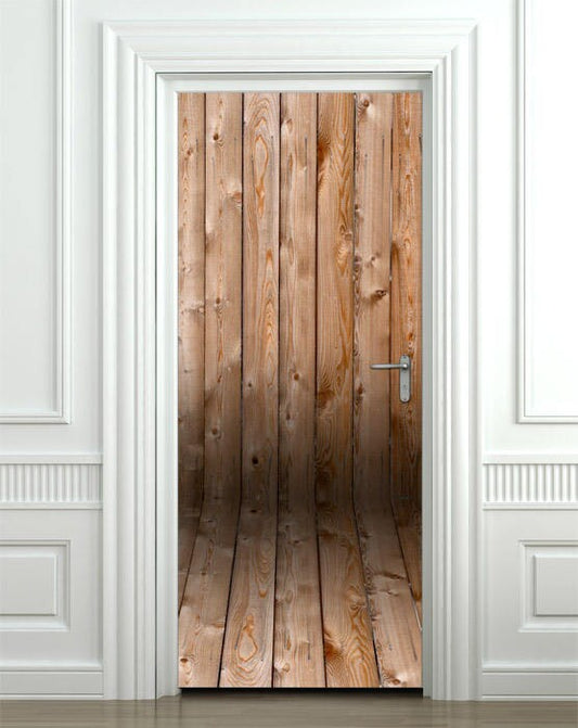Wooden Planks Wall Door Sticker, Wooden Door Sticker, Wood Wall Decal, Wood Textured Door Cover, Wood Wallpaper Mural Home Decor