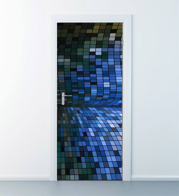 Abstract Shapes Wall Decal, Abstract Wall Sticker, Door Mural, Disco Style Door Sticker, Door Wallpaper, Door Covering, Home Design