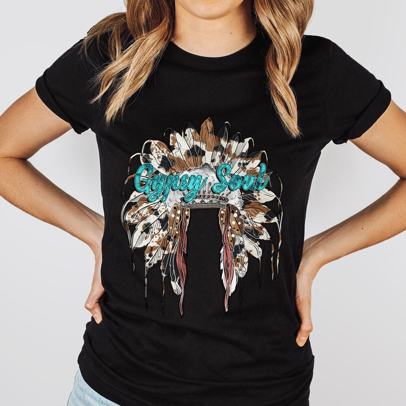 Gypsy Soul T-Shirt, Indianerhut Shirt, Indianerfedern Western Shirt, Southern Shirt, Cowgirl Shirt, Cowboy Shirt, Country Shirt, Geschenk Shirt