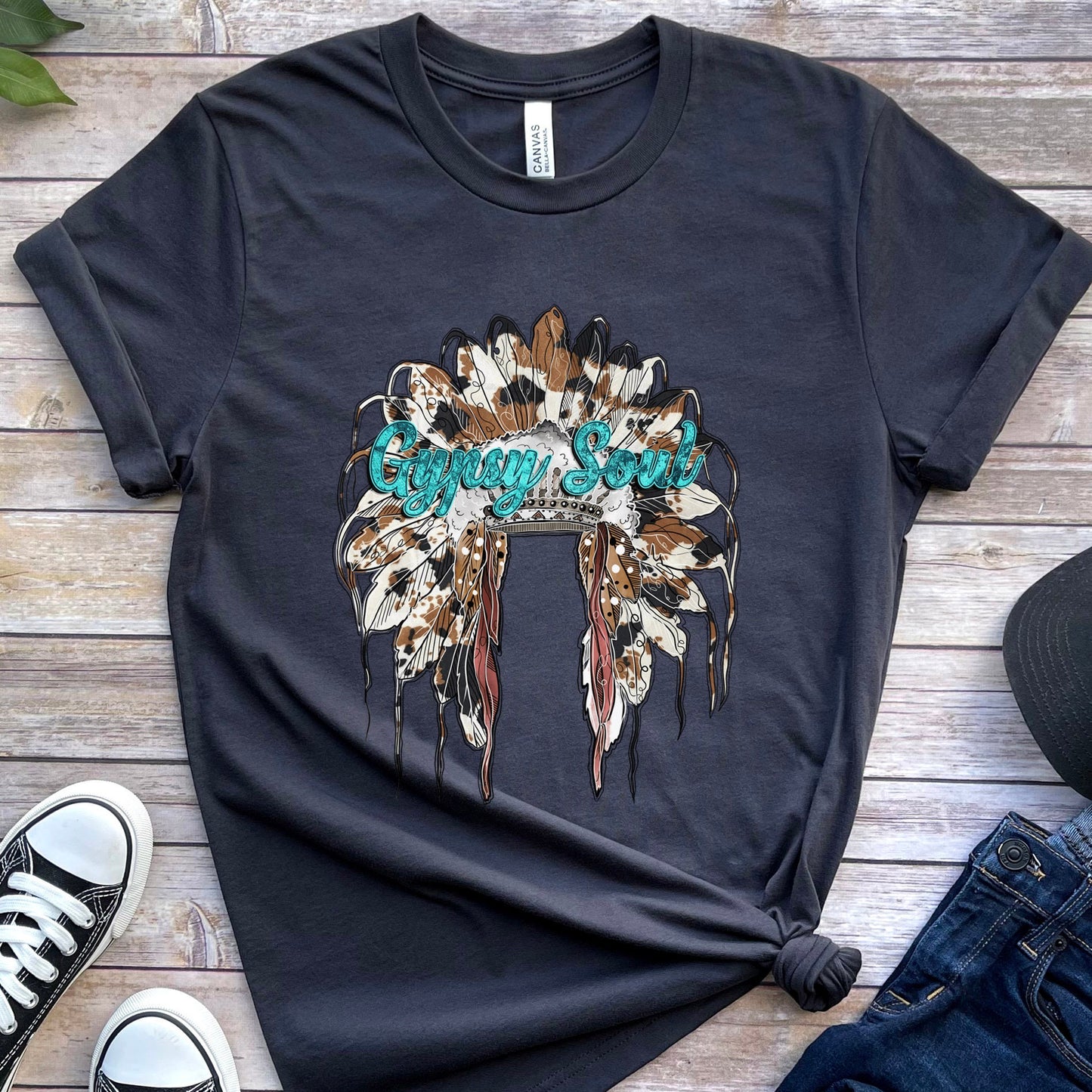 Gypsy Soul T-Shirt, Indianerhut Shirt, Indianerfedern Western Shirt, Southern Shirt, Cowgirl Shirt, Cowboy Shirt, Country Shirt, Geschenk Shirt