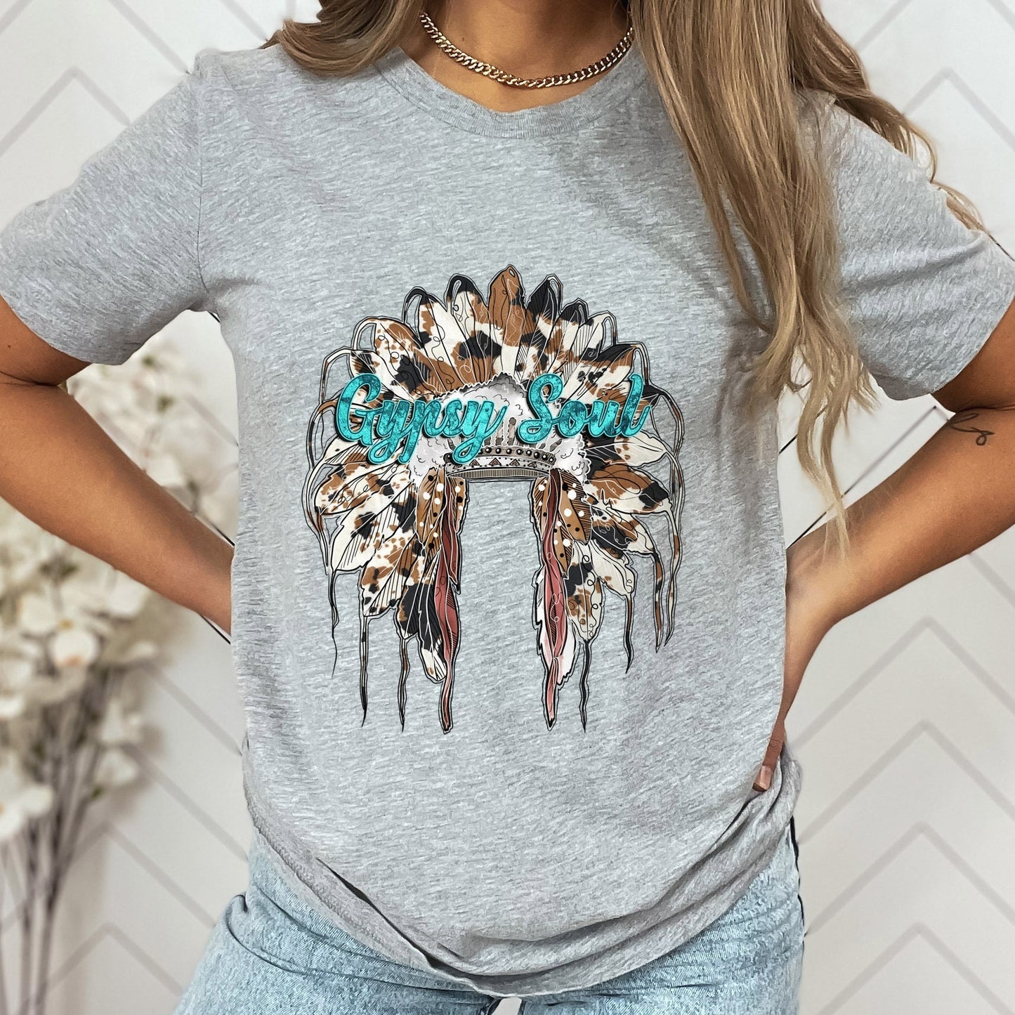 Gypsy Soul T-Shirt, Indianerhut Shirt, Indianerfedern Western Shirt, Southern Shirt, Cowgirl Shirt, Cowboy Shirt, Country Shirt, Geschenk Shirt