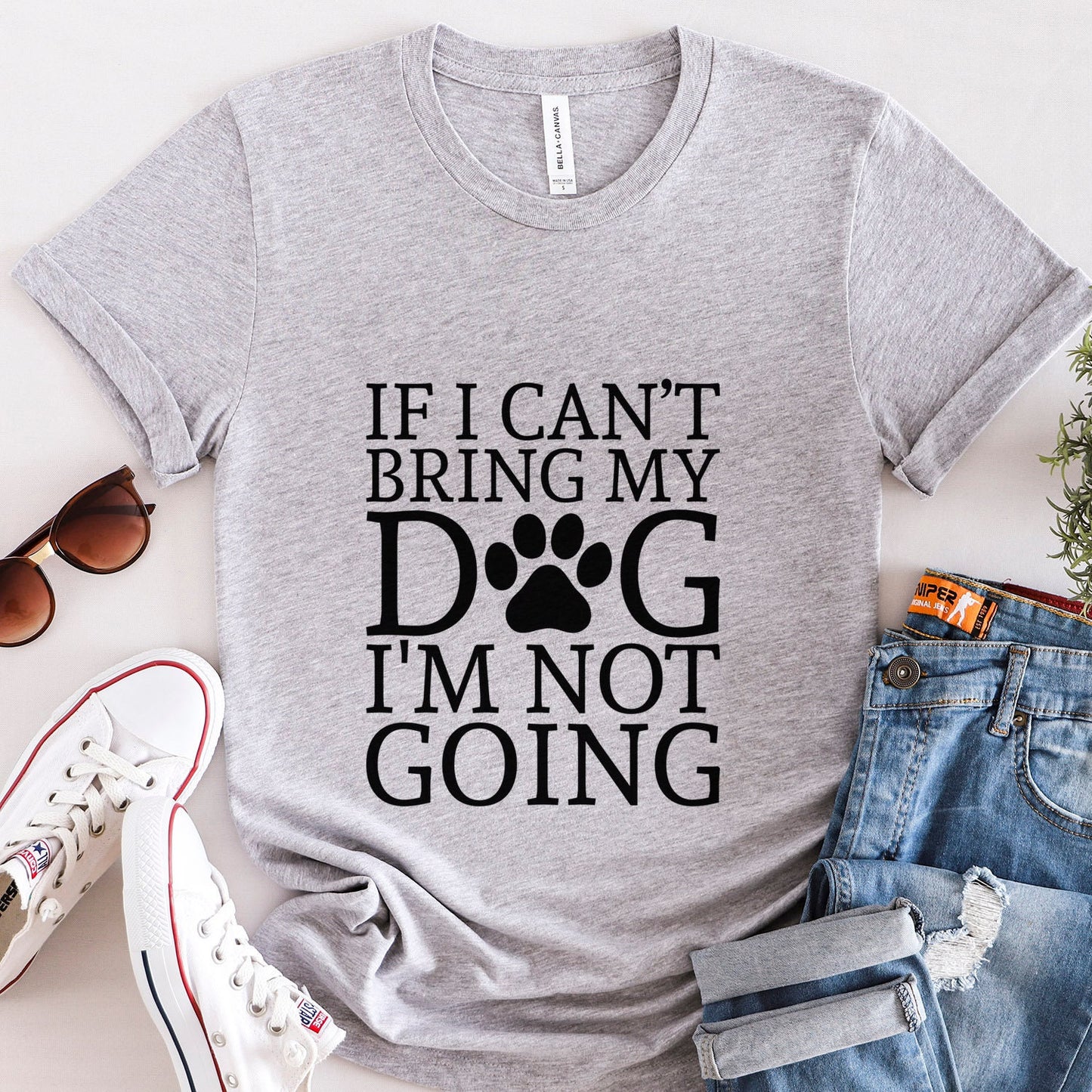 T-shirt Si je ne peux pas amener mon chien, je n'irai pas, T-shirt pour amoureux des animaux, T-shirt avec citation sur les chiens, T-shirt pour maman de chien, T-shirt pour papa de chien, T-shirt pour propriétaire de chien